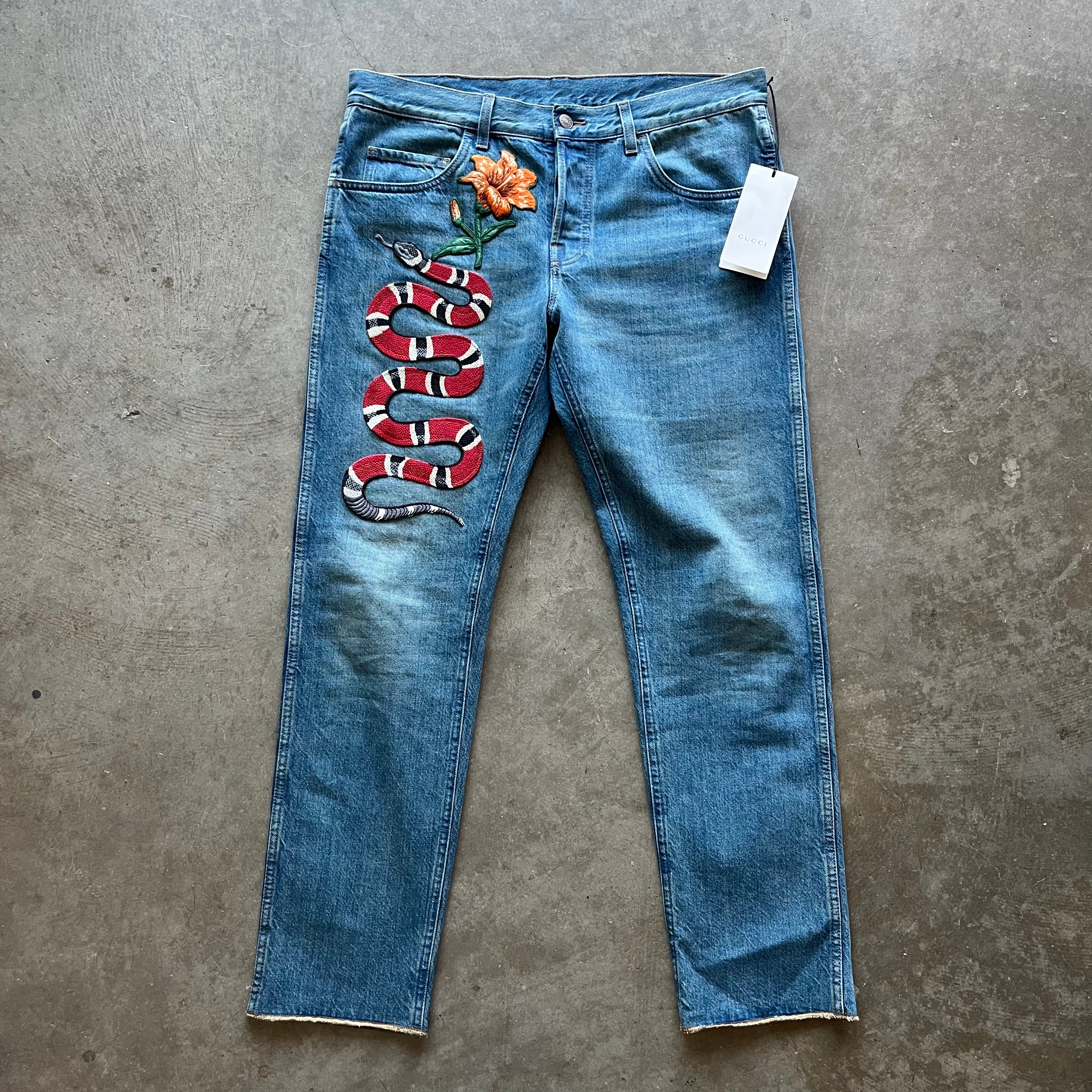 36x30 Gucci Snake Jeans DS