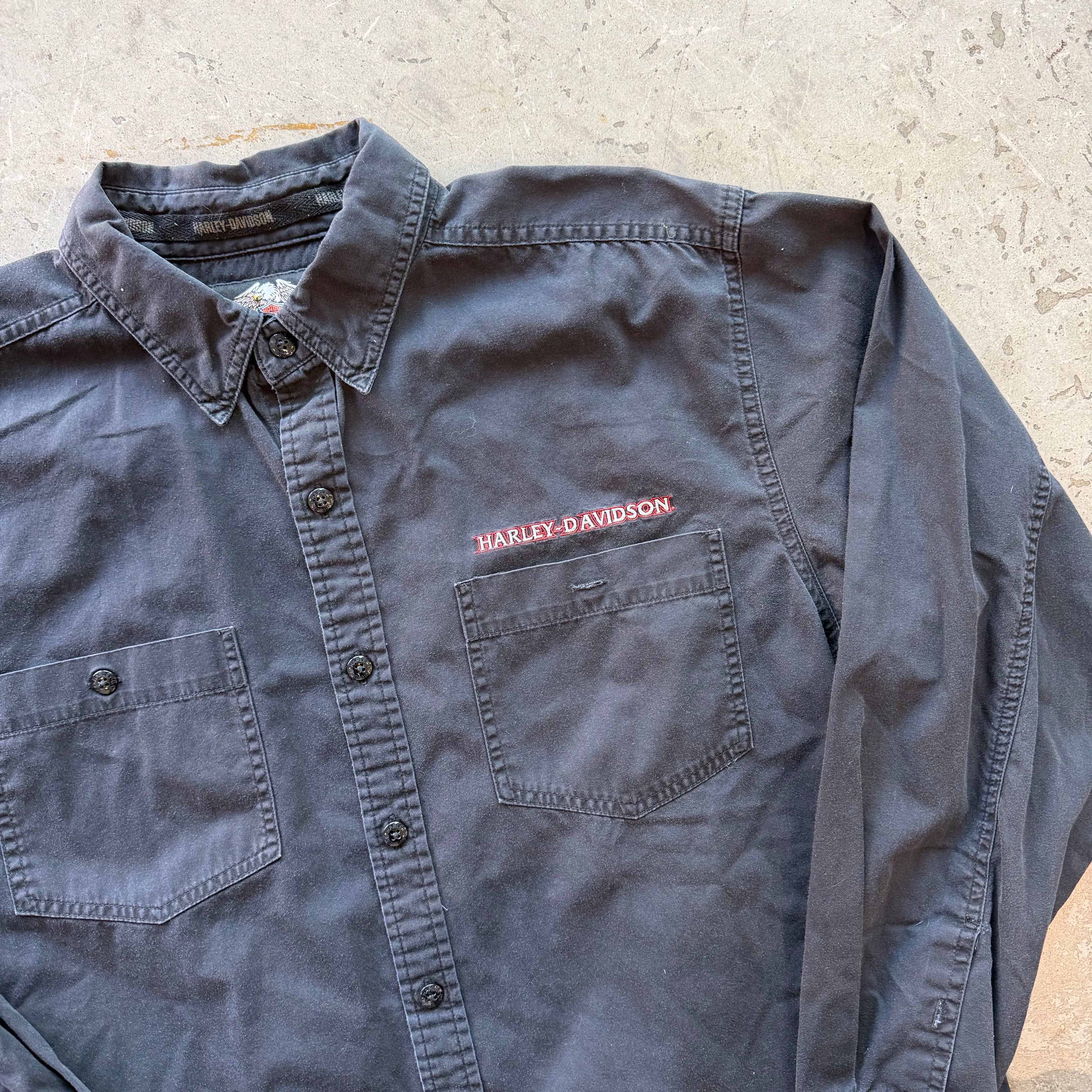 L 00s Harley Davidson Button Up