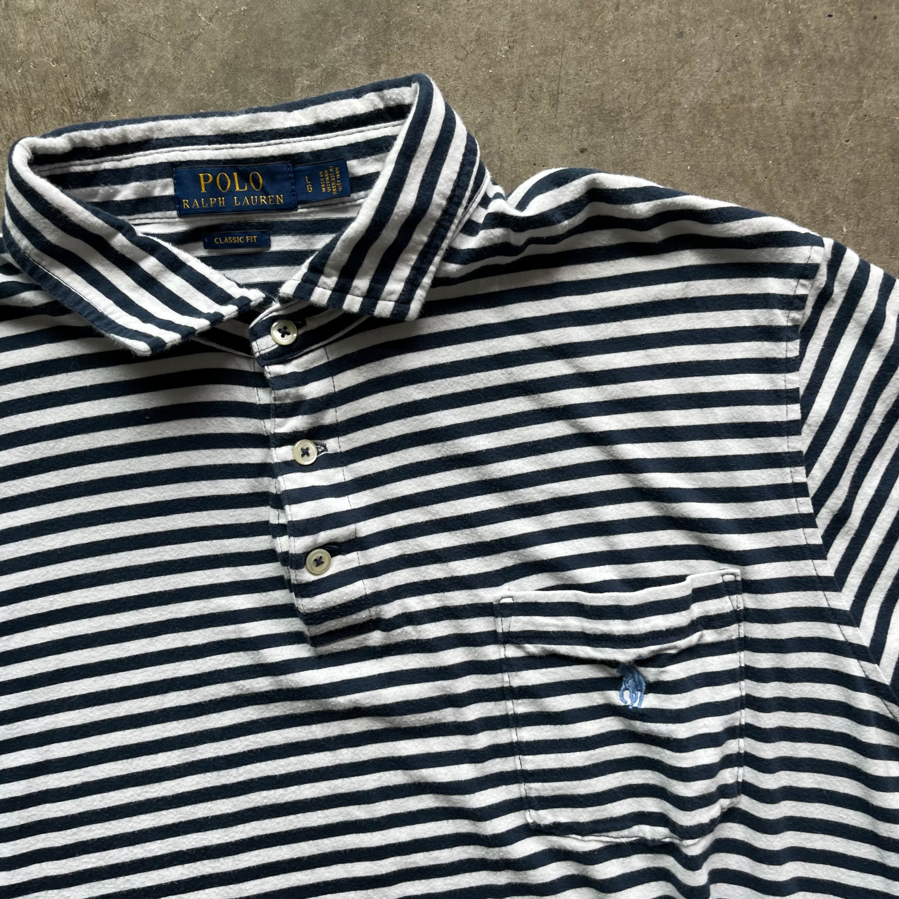 L Modern Striped Polo