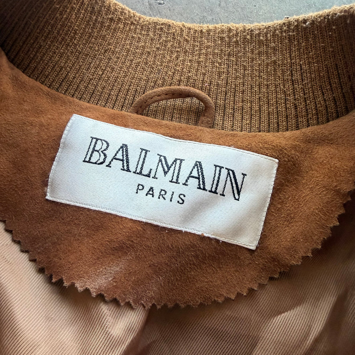 L 90s Balmain Suede Bomber Jacket