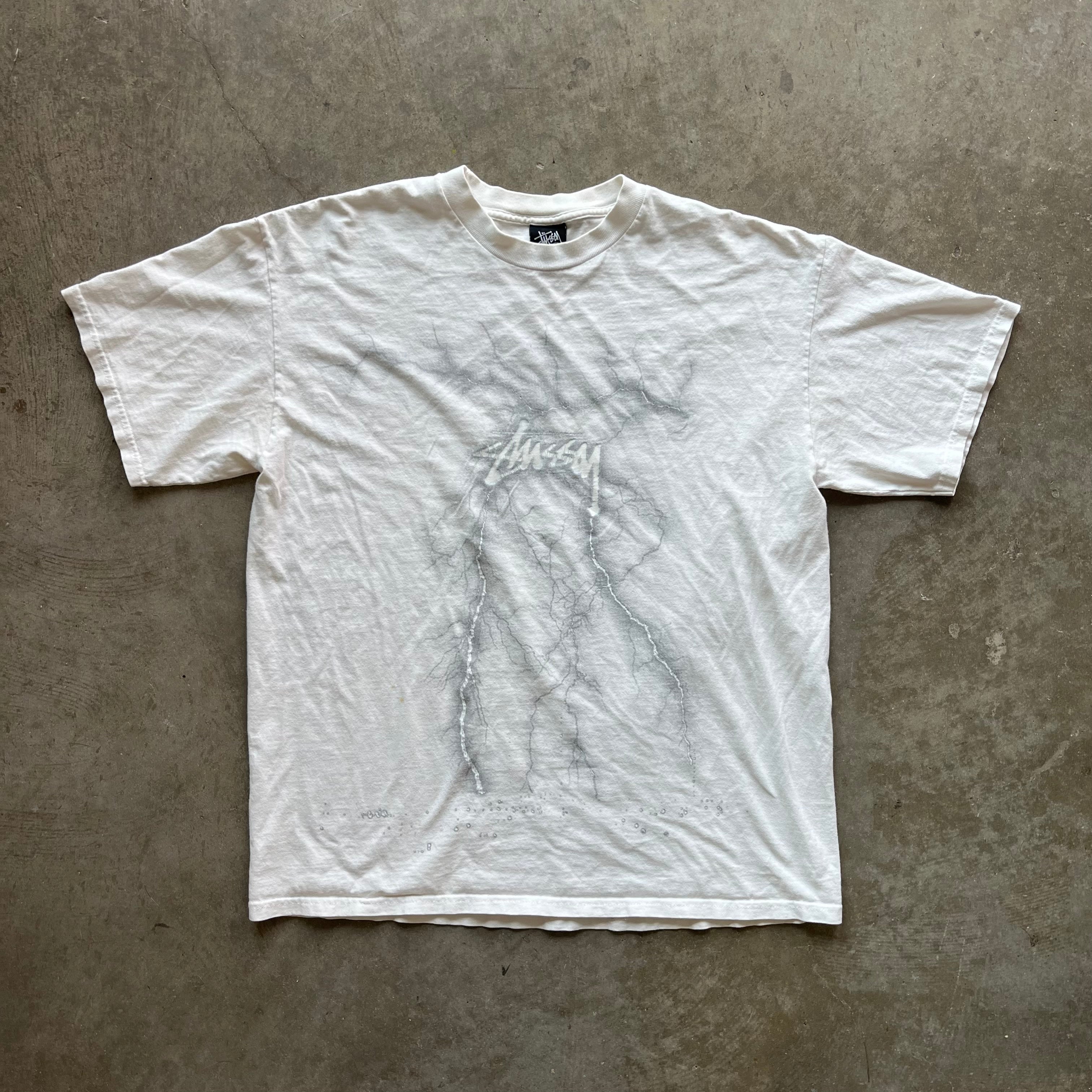 L Stussy White Lightning Tee