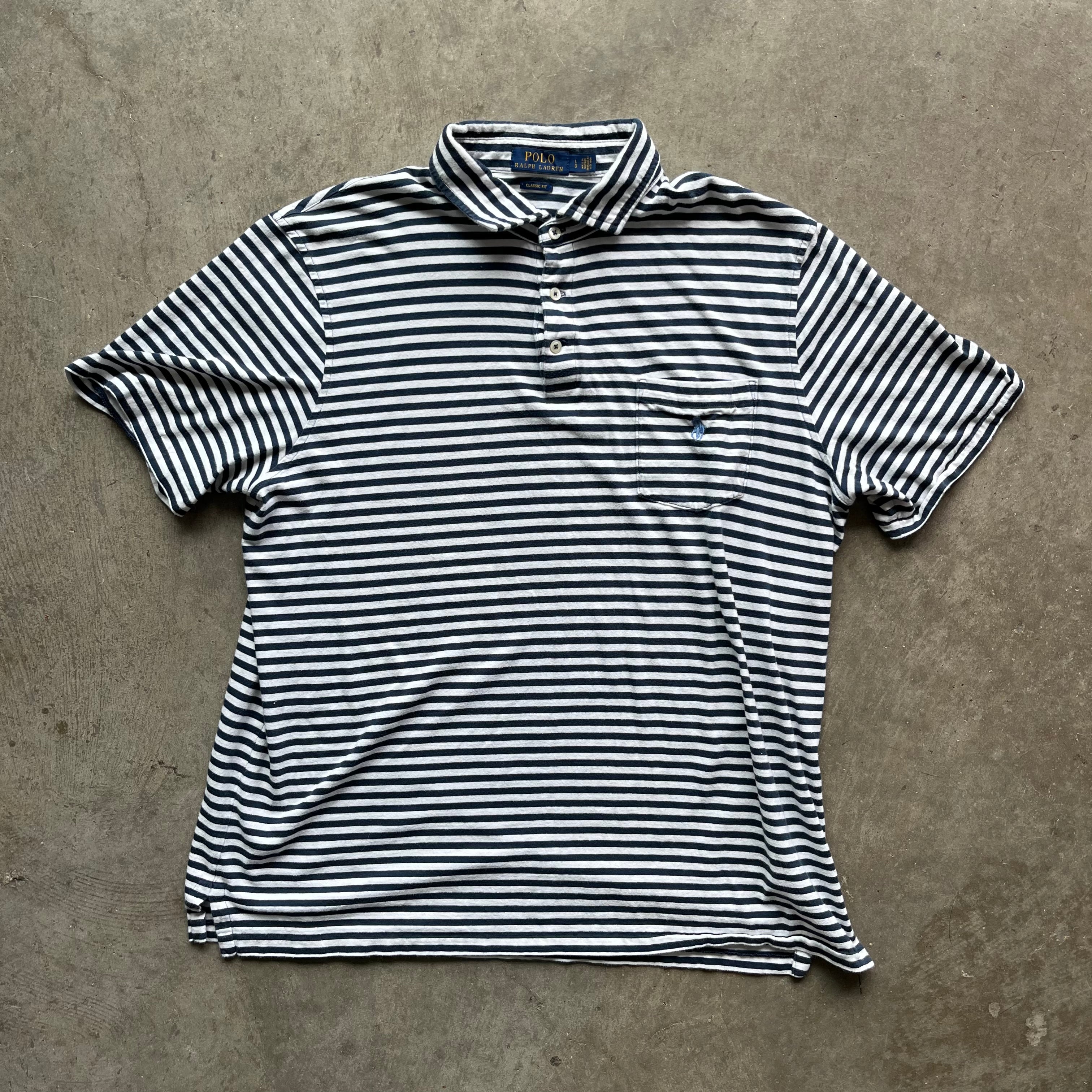 L Modern Striped Polo