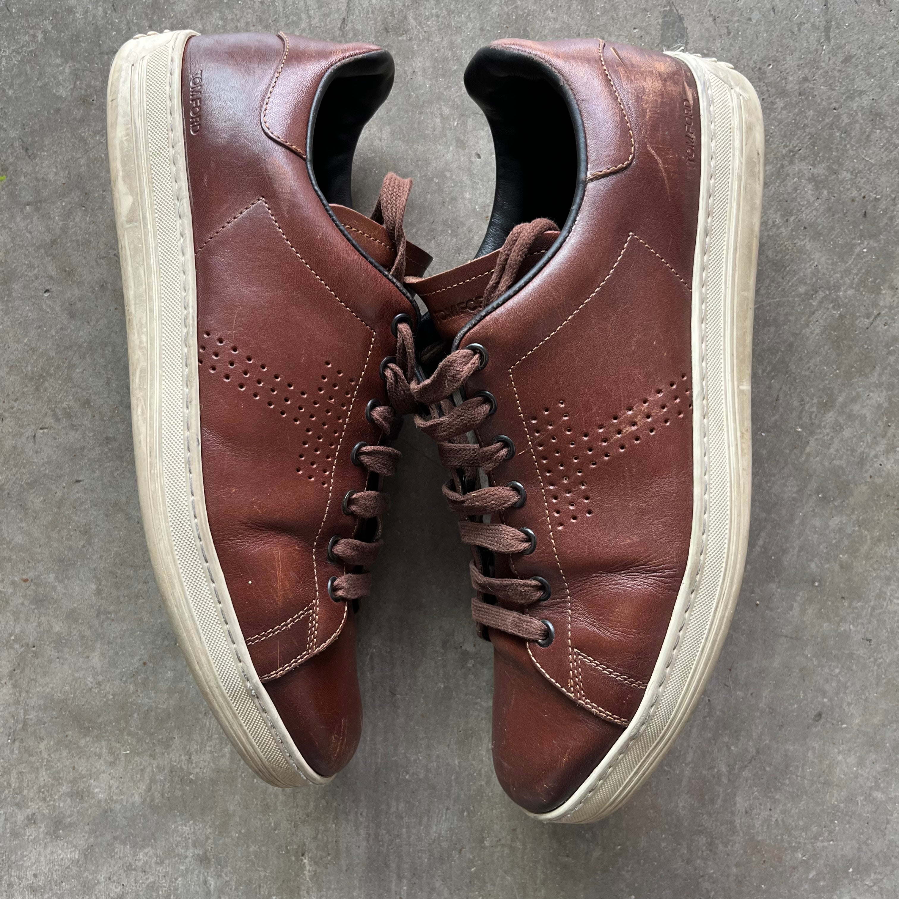 10 Used Tom Ford Warwick Burnished Leather Sneaker