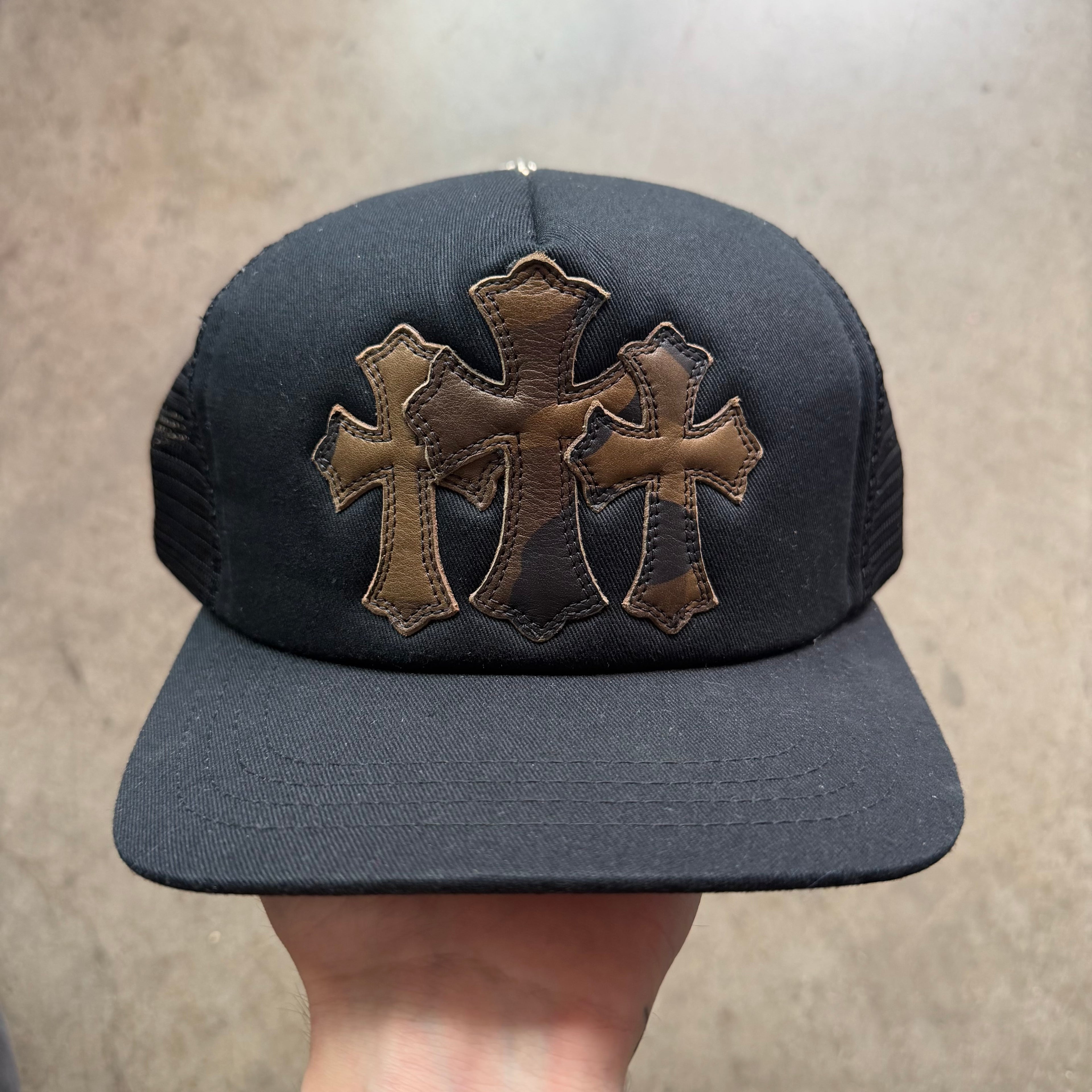 Chrome Hearts Camo Triple Cross Patch Trucker Hat