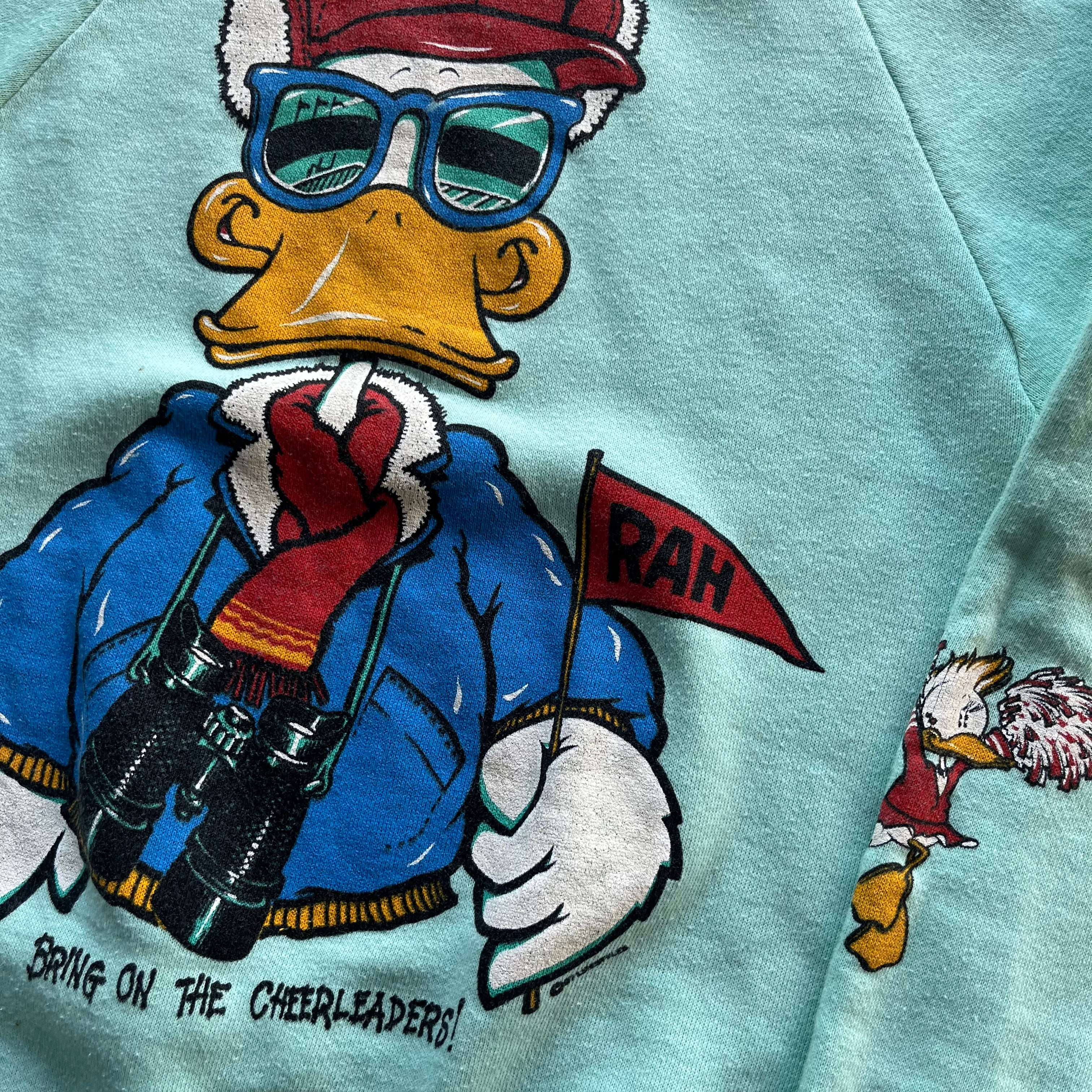 M 80s Donald Duck Cheerleader Crewneck