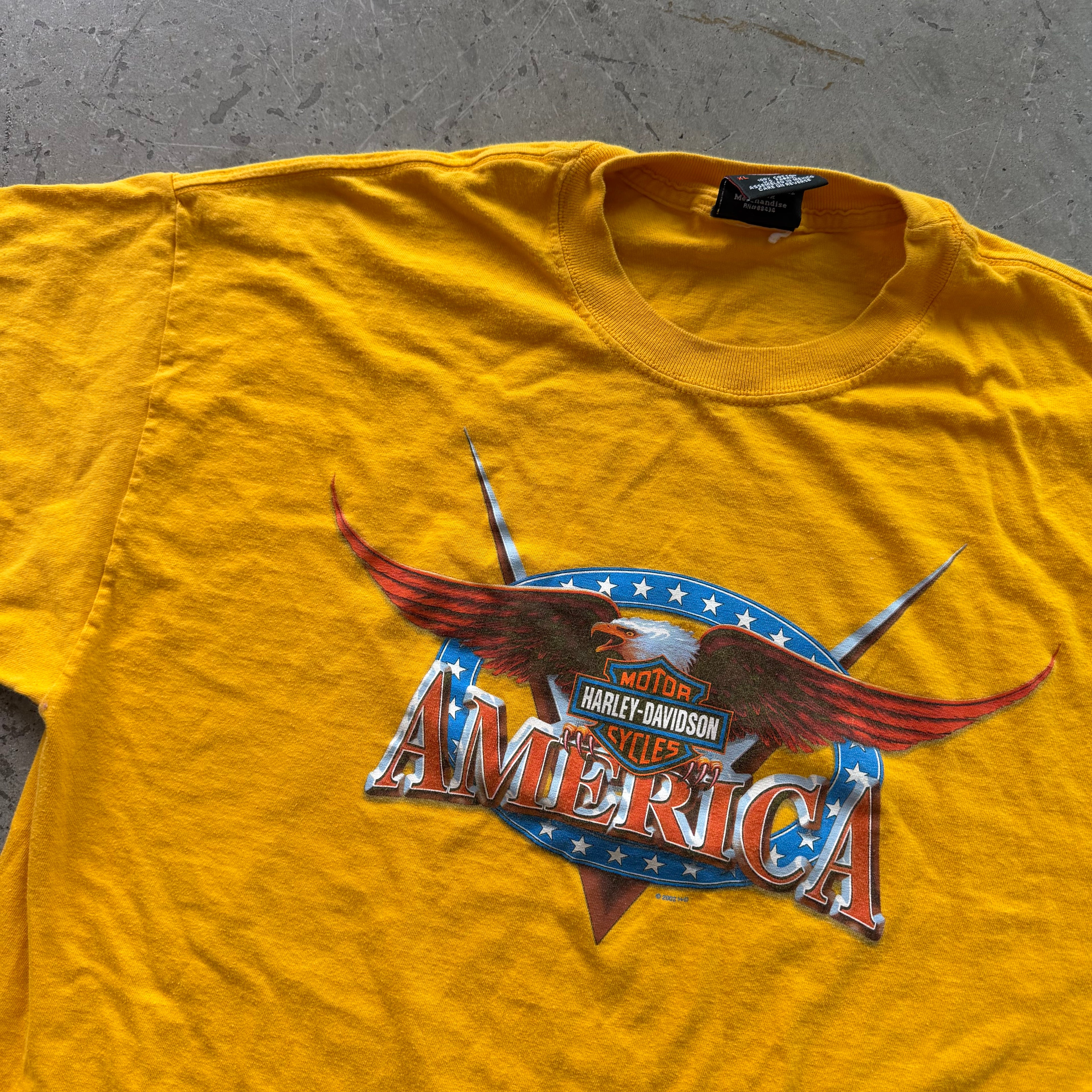XL 00s Yellow Dallas Harley Tee