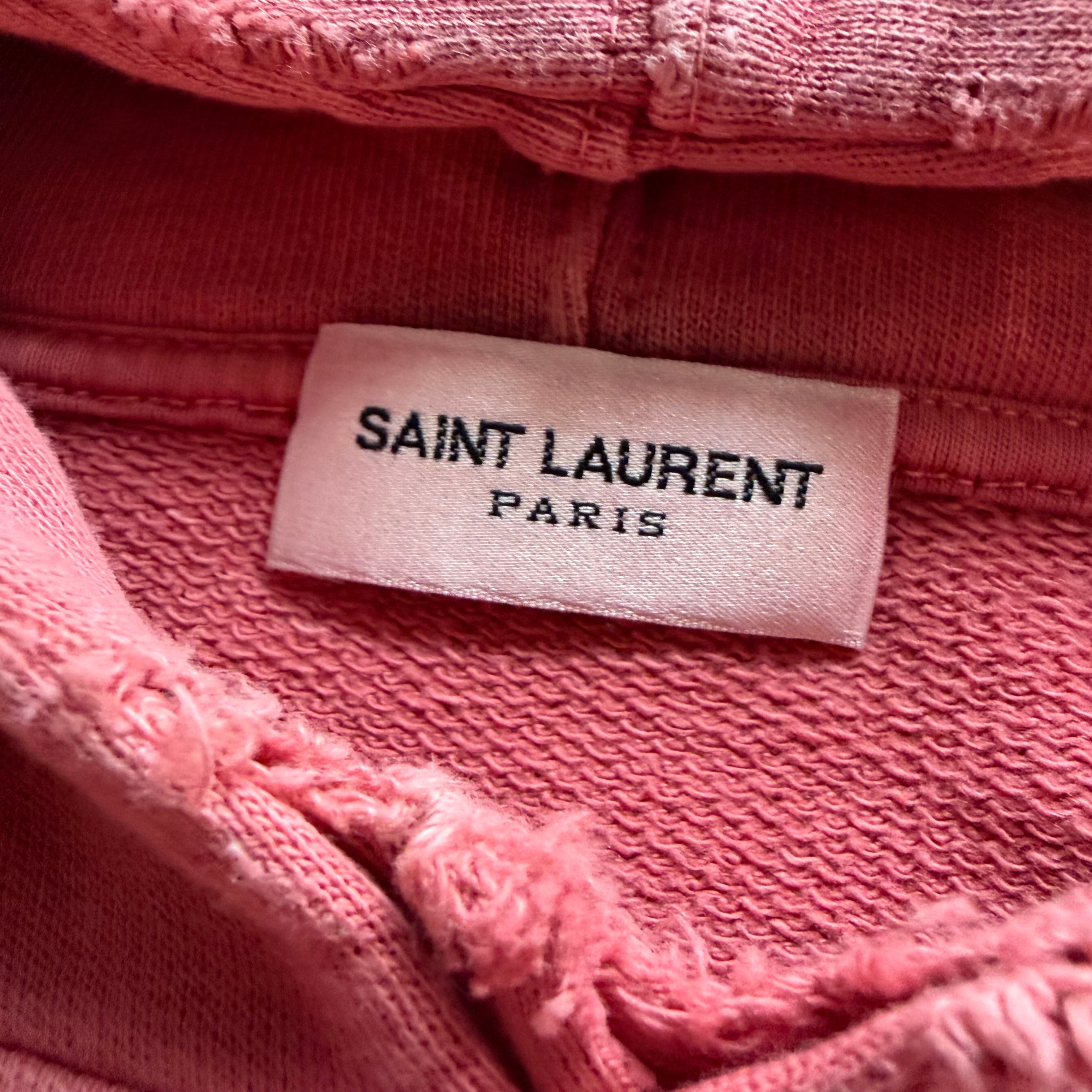 XL Red Saint Laurent Distressed Hoodie
