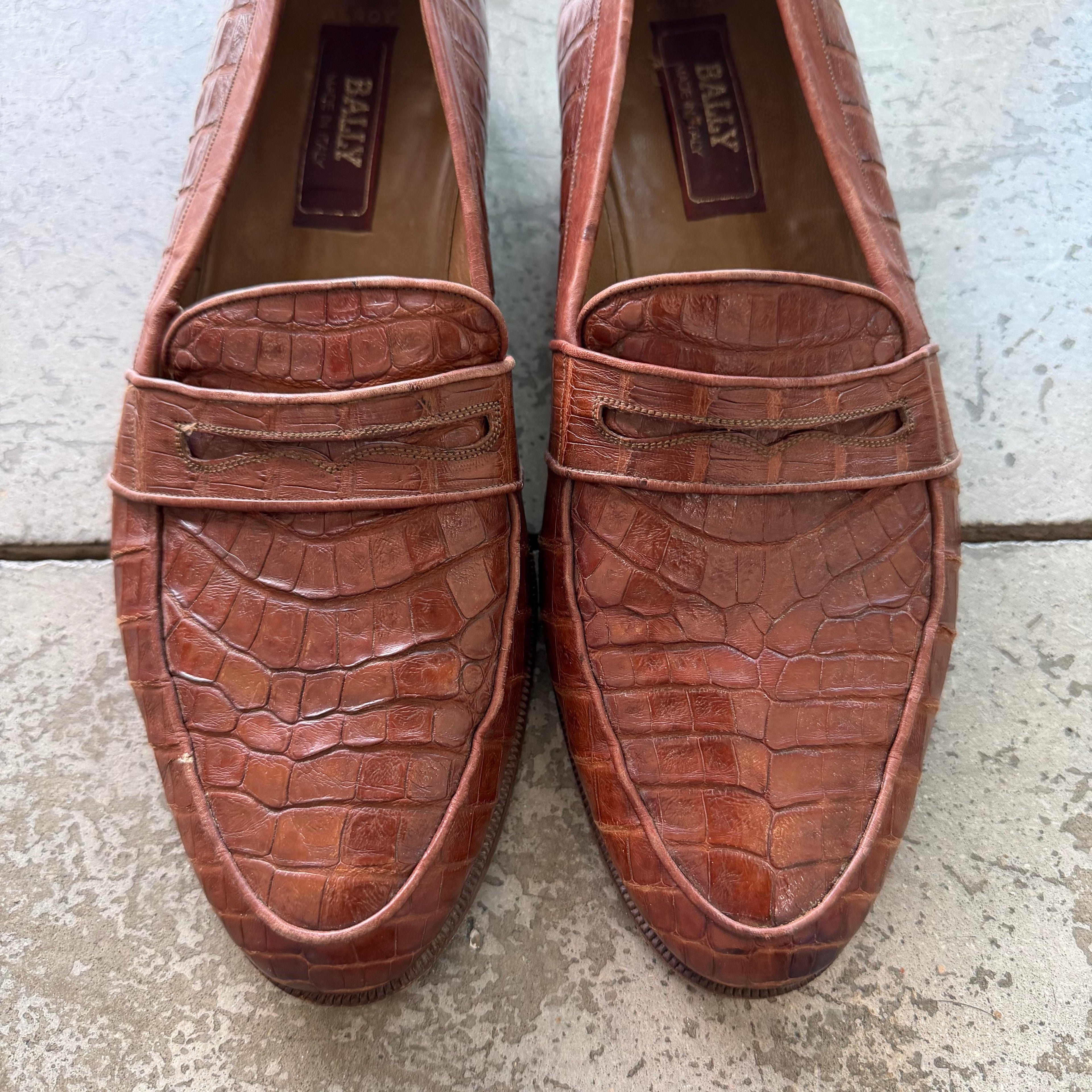 10.5 Used Vintage Bally Croc Loafers