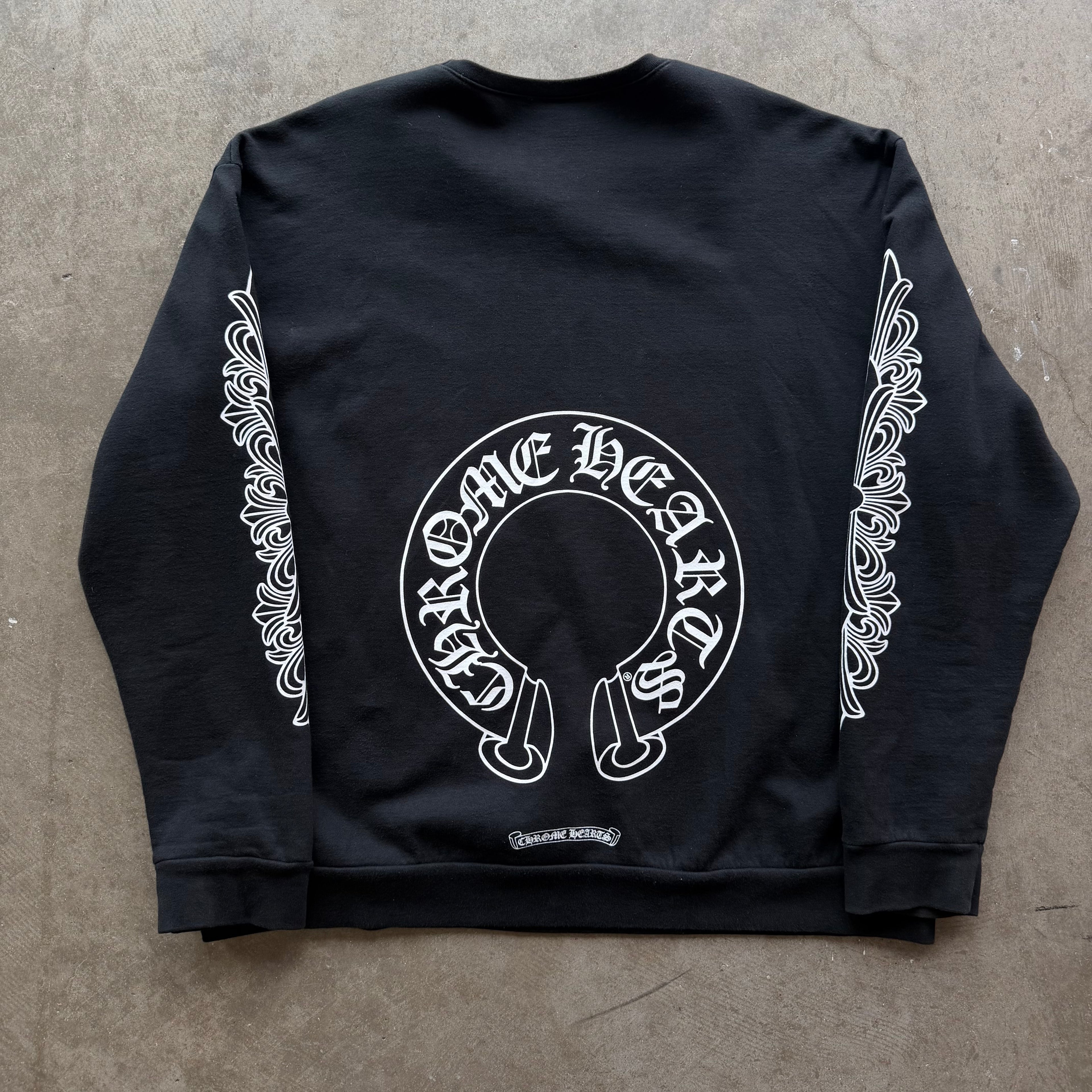 XL Chrome Hearts Floral Horseshoe Logo Crewneck Black