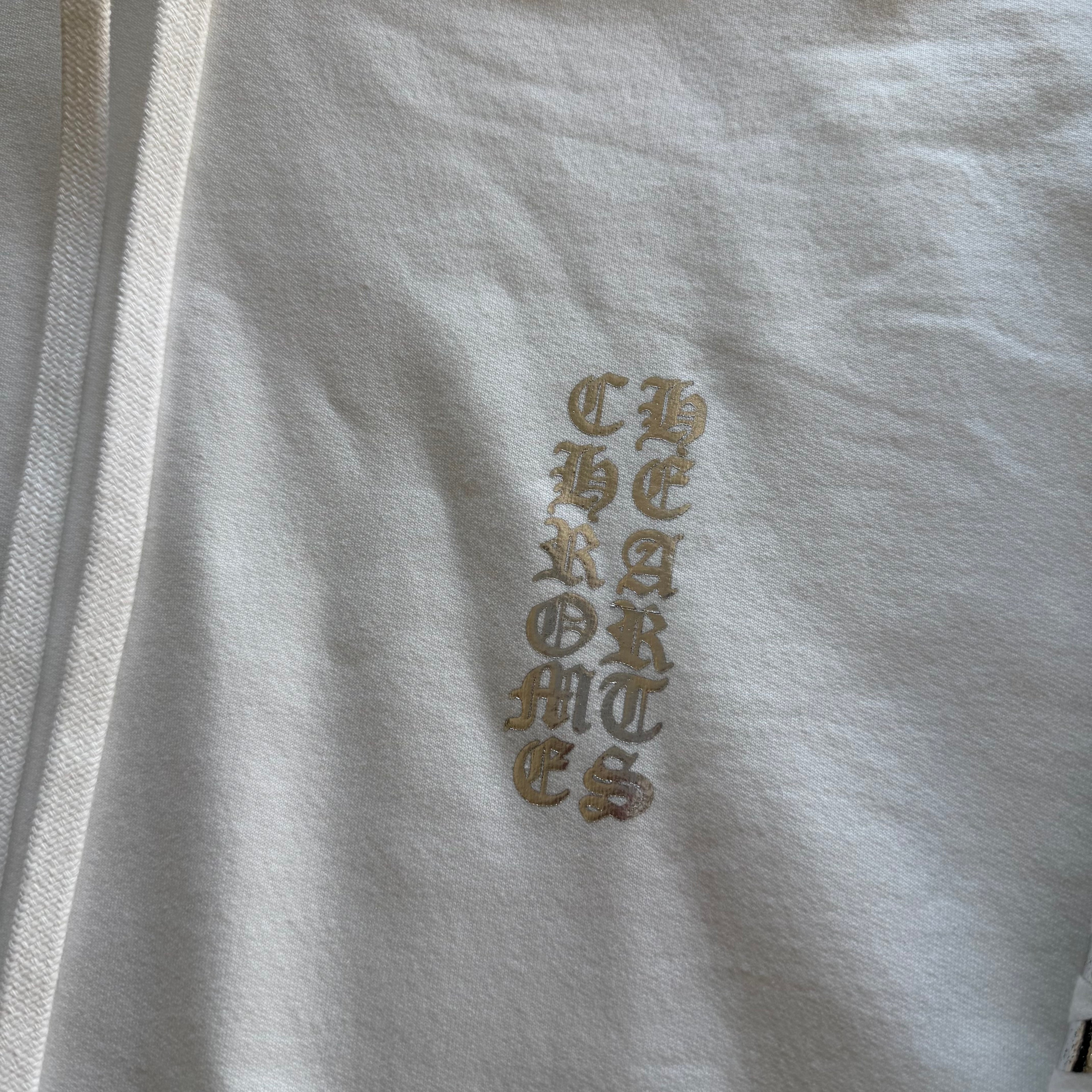 XL Chrome Hearts Silver Foil Logo Hoodie White