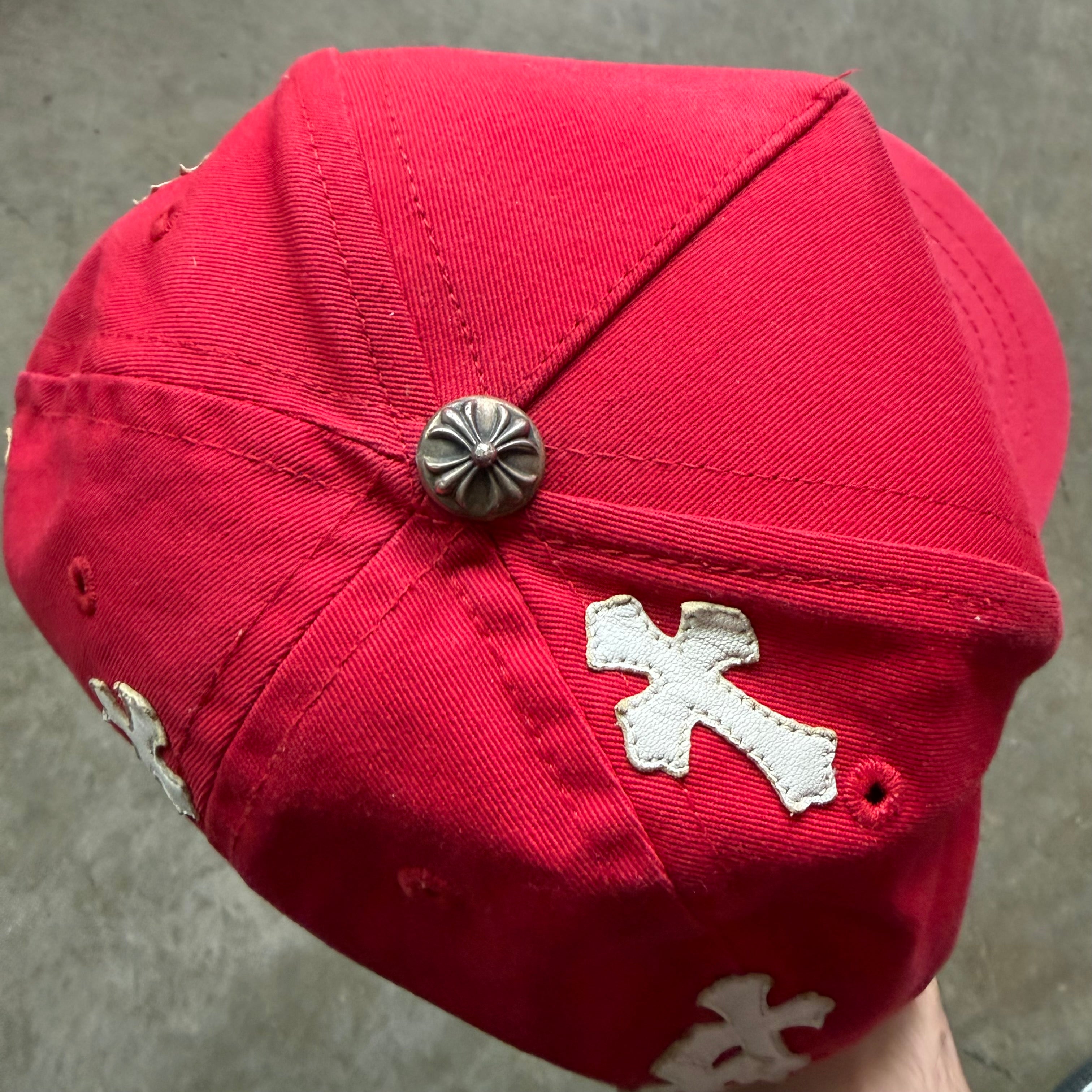 Chrome Hearts Cross Patch Baseball Hat Red