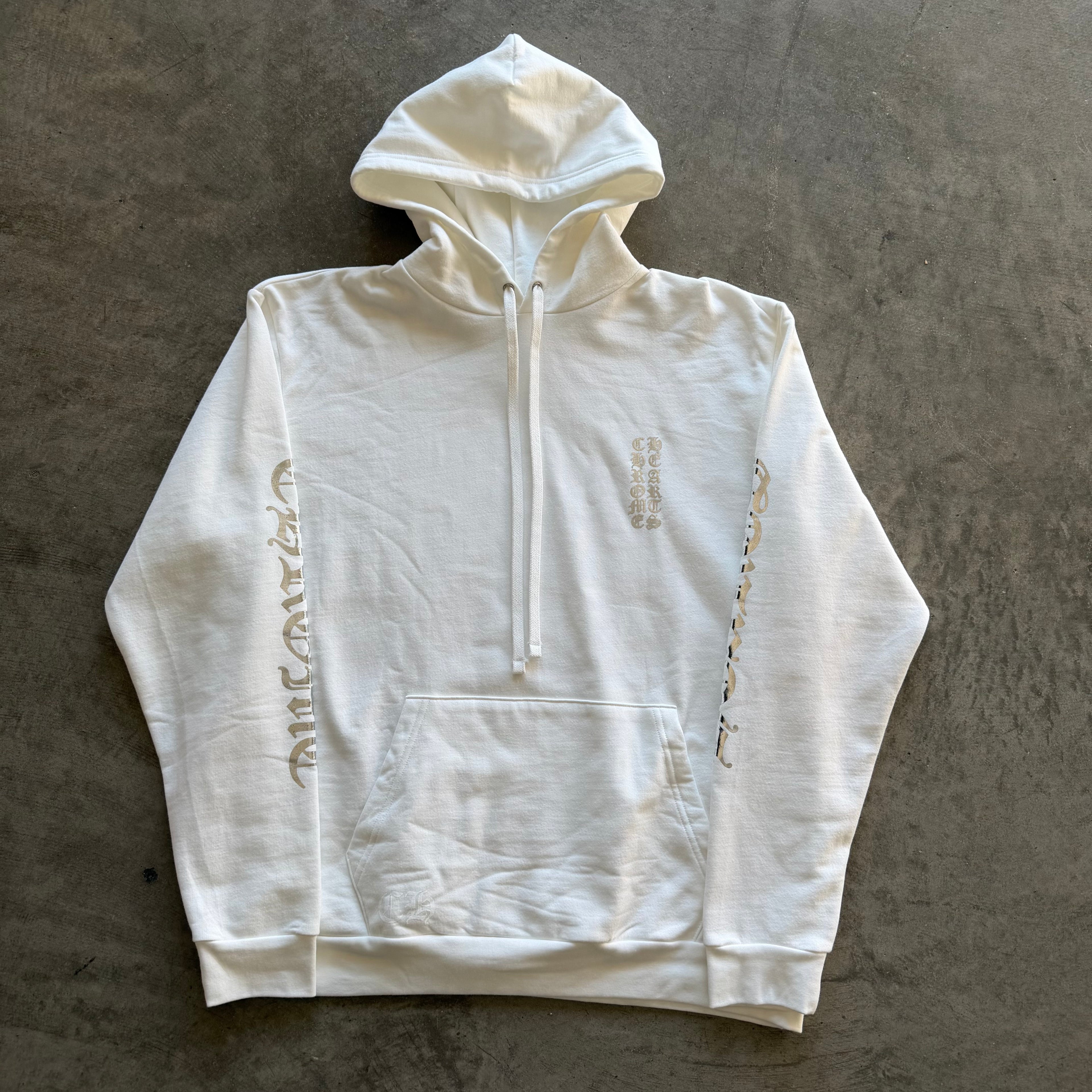 XL Chrome Hearts Silver Foil Logo Hoodie White