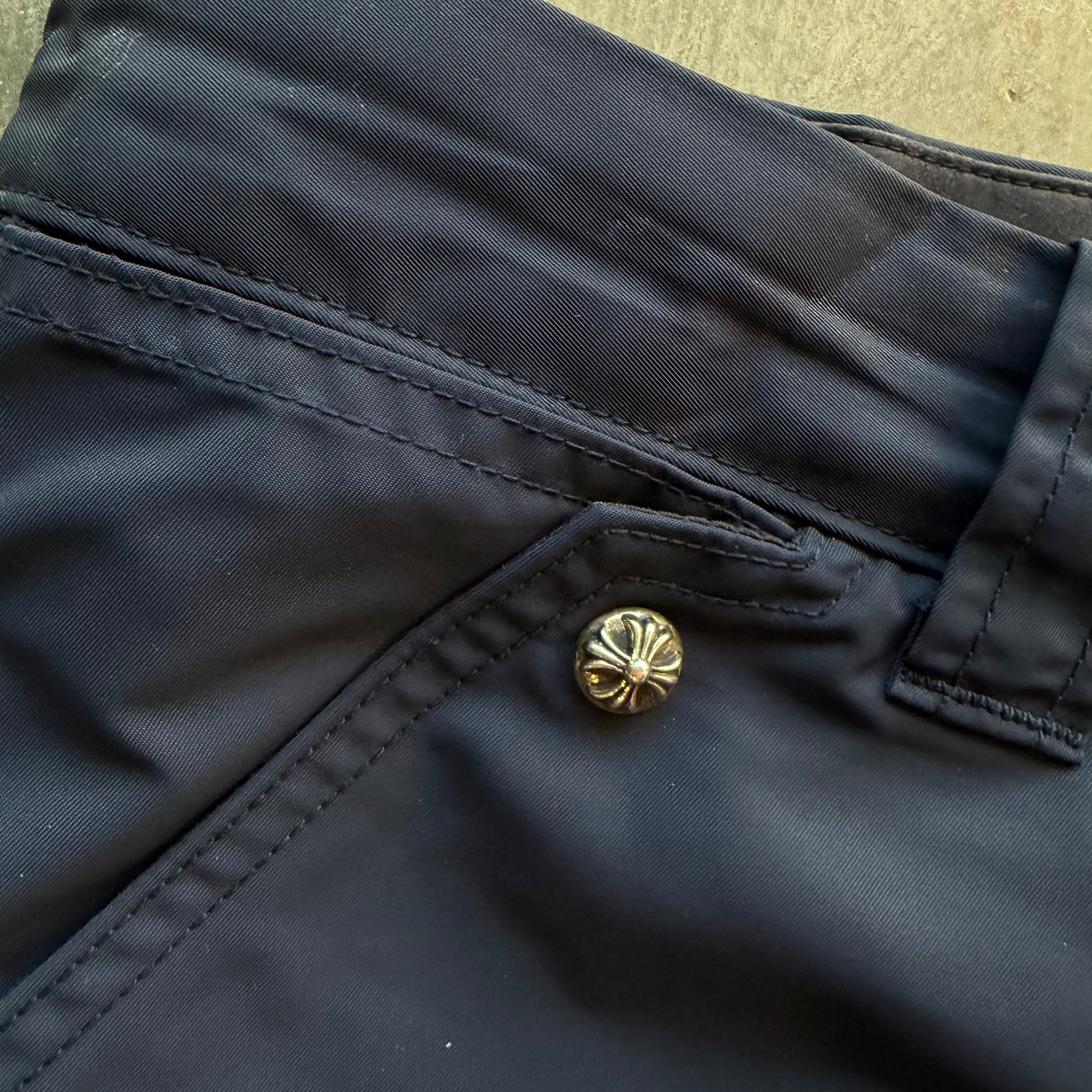 36x29 Chrome Hearts Leather Nylon Double Knees Navy