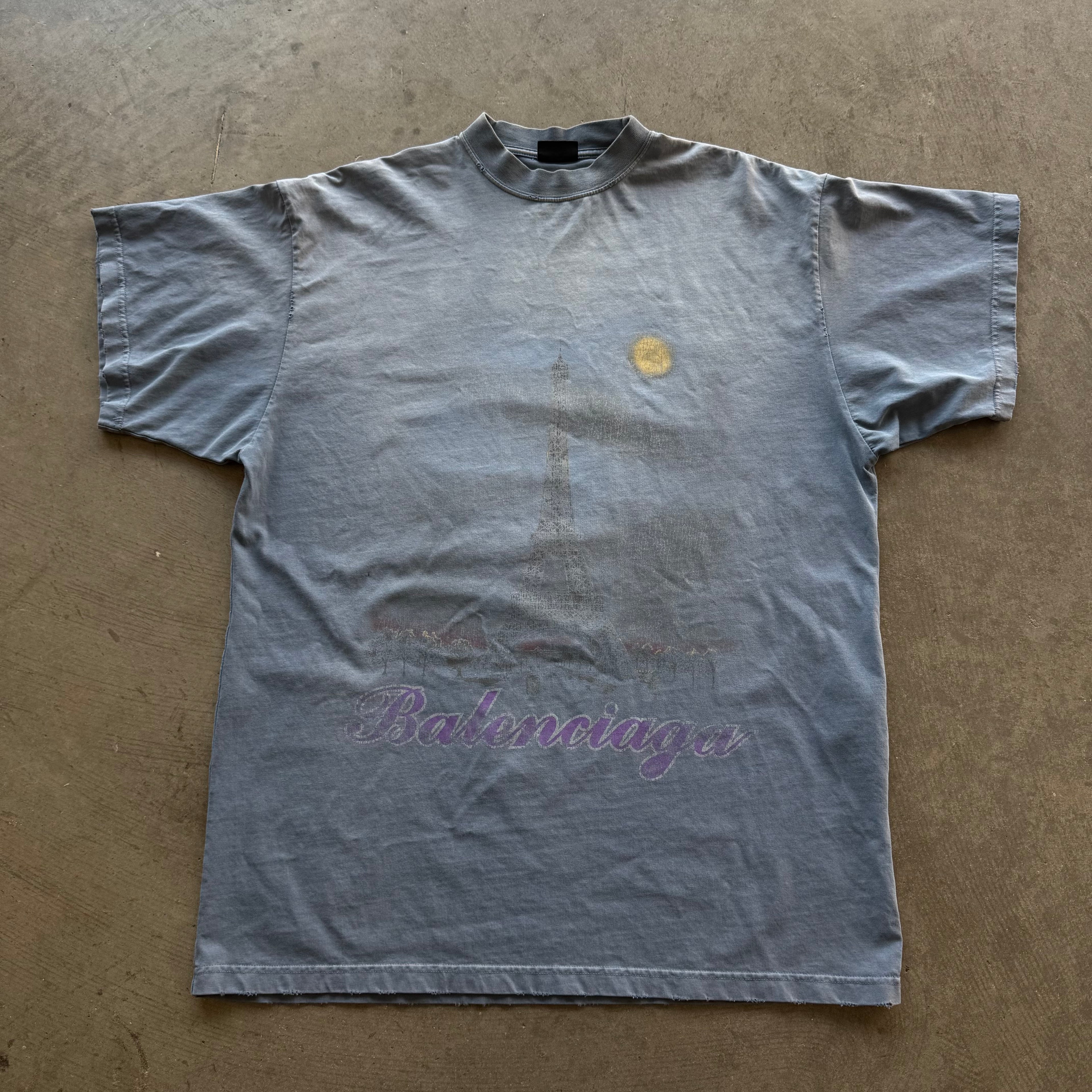 L Balenciaga Eiffel Tower Paris Tee Blue