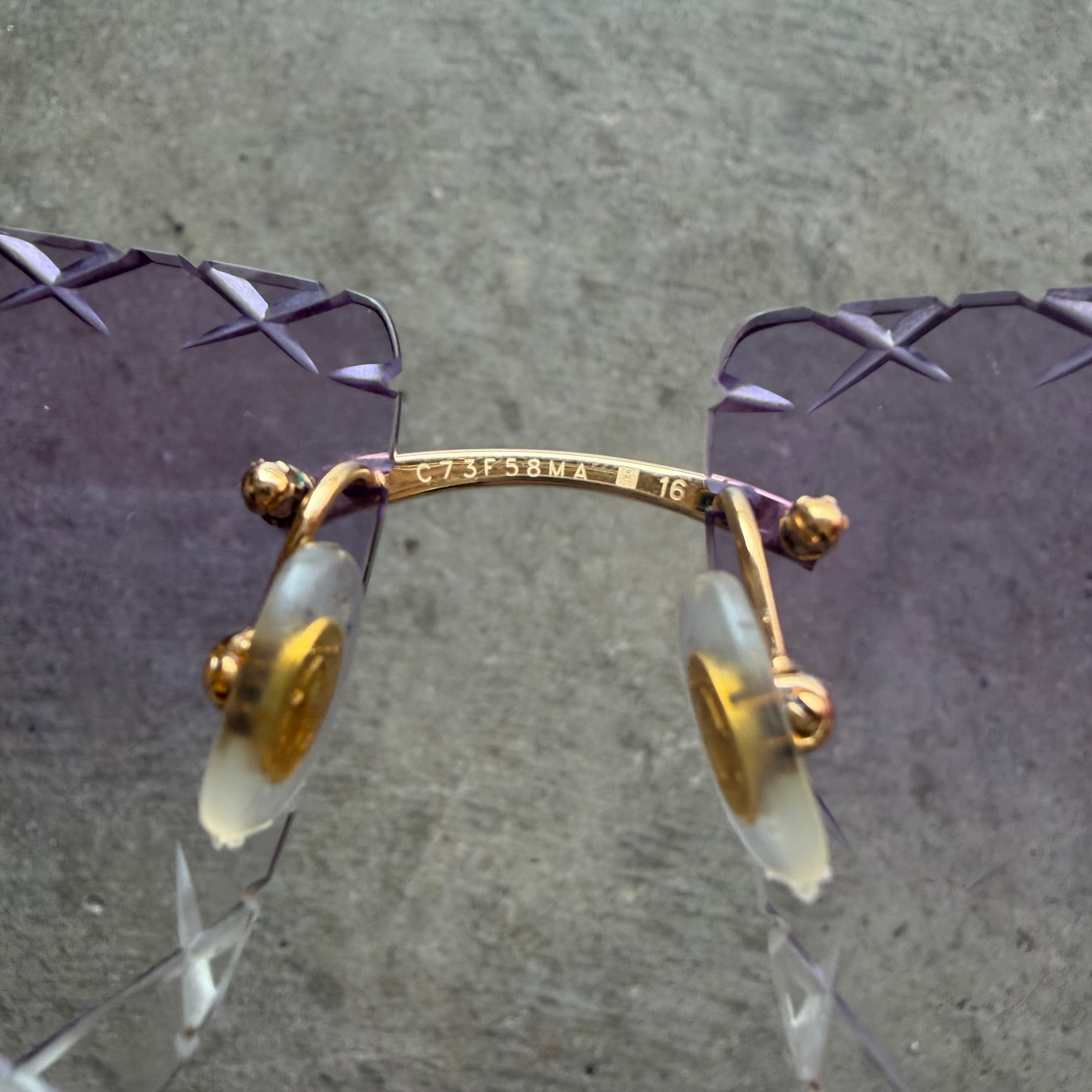 Cartier Purple Lense Diamond Cut Frames