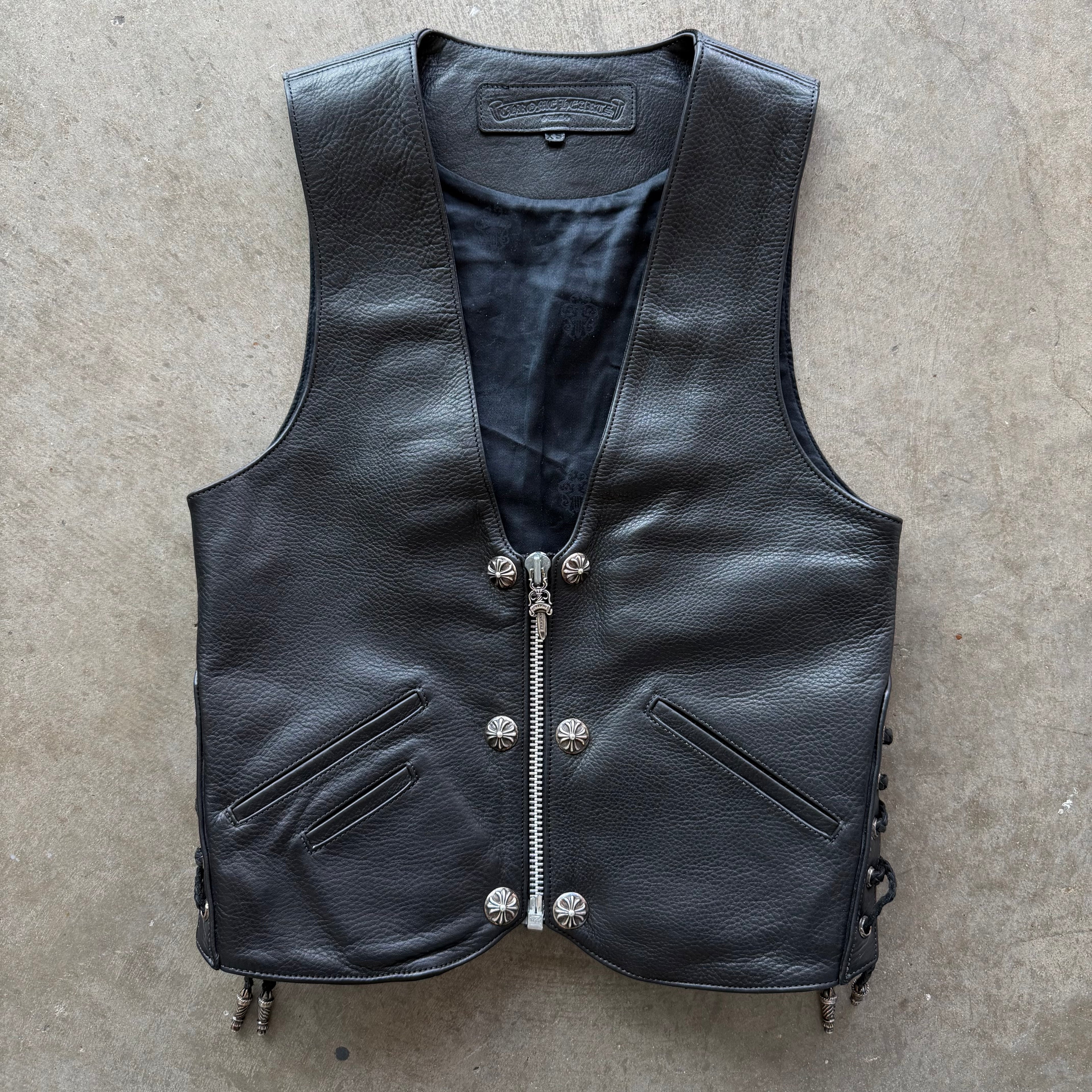 S Chrome Hearts Leather Vest