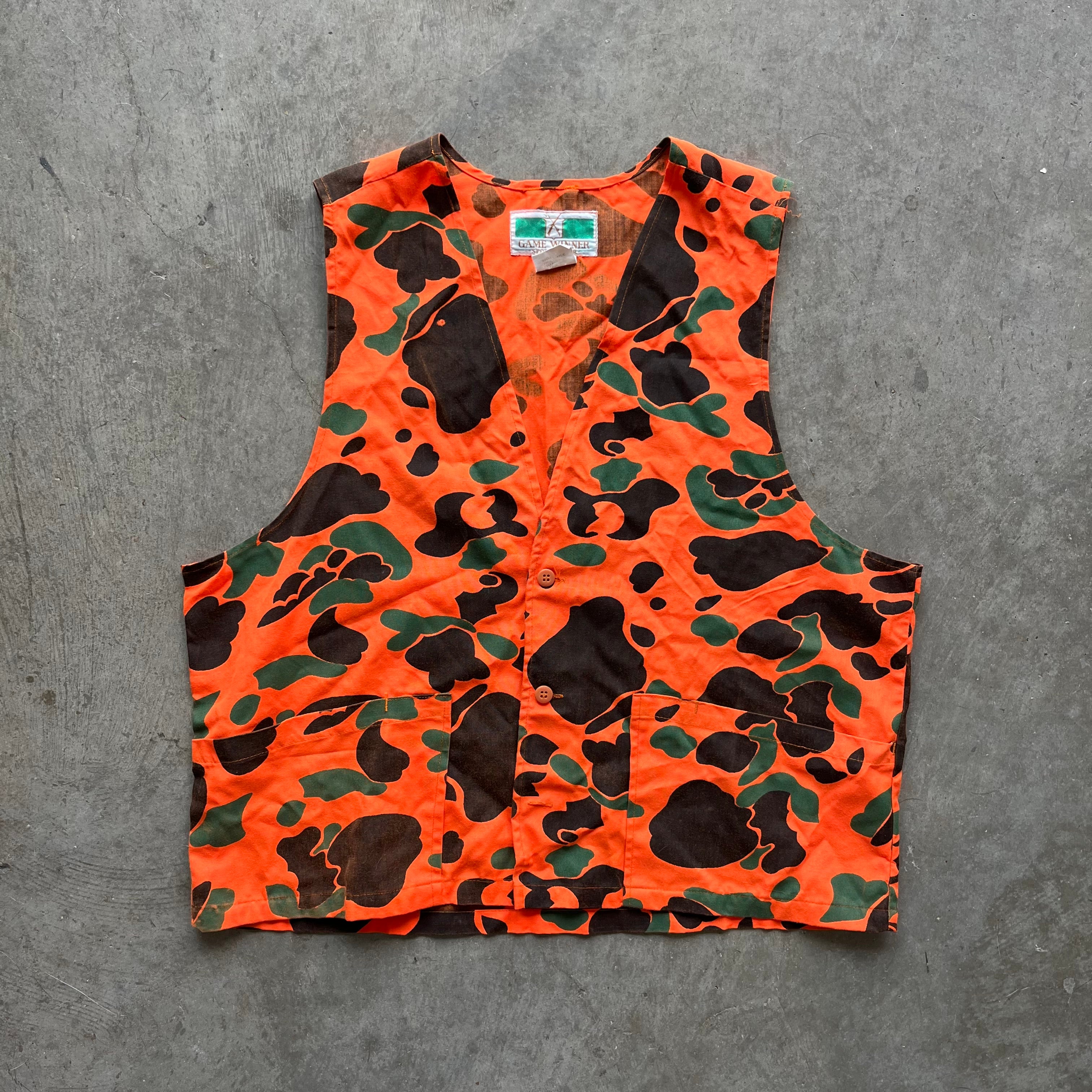 L 90s Orange Camo Hunting Vest