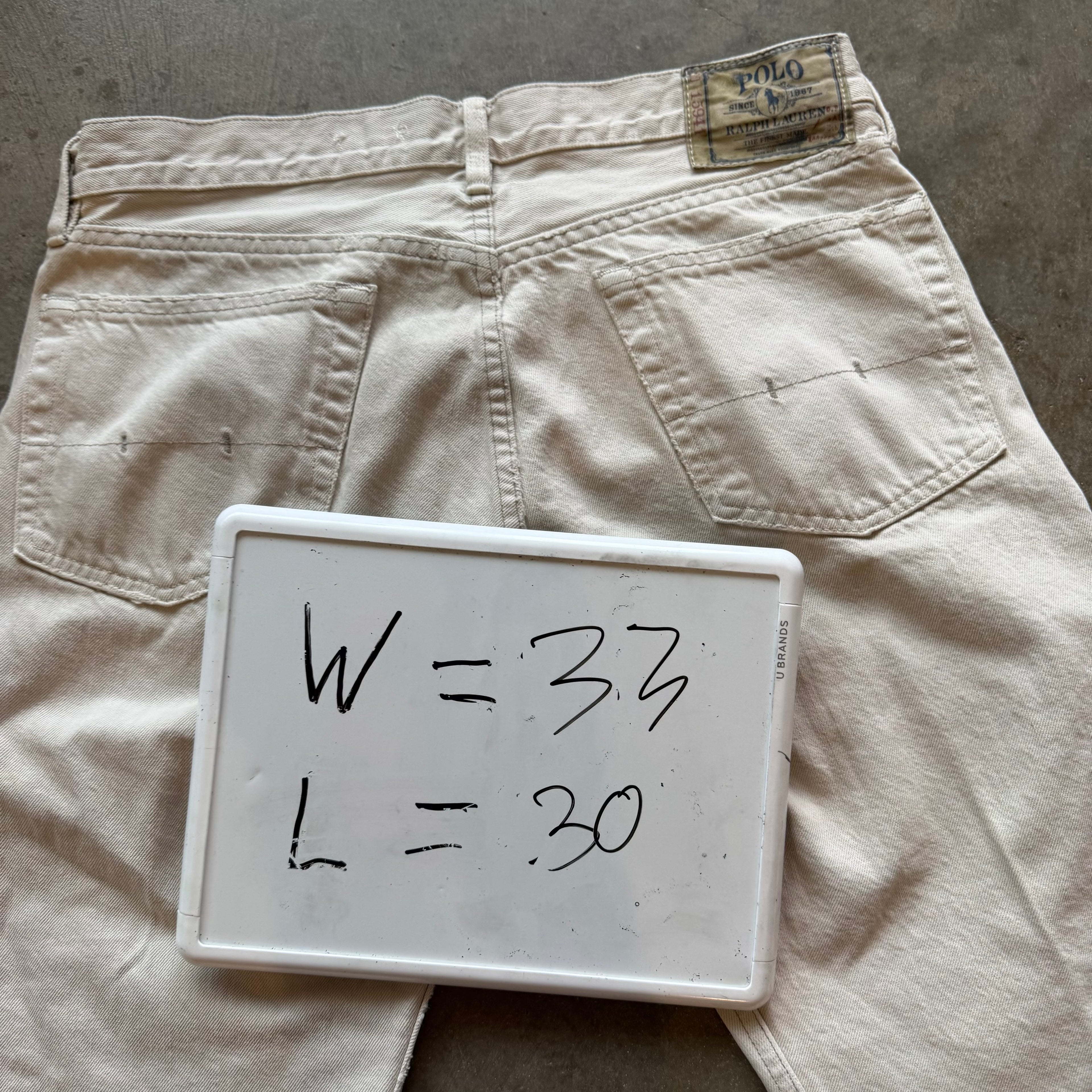 33x30 100% Cotton White Polo Pants