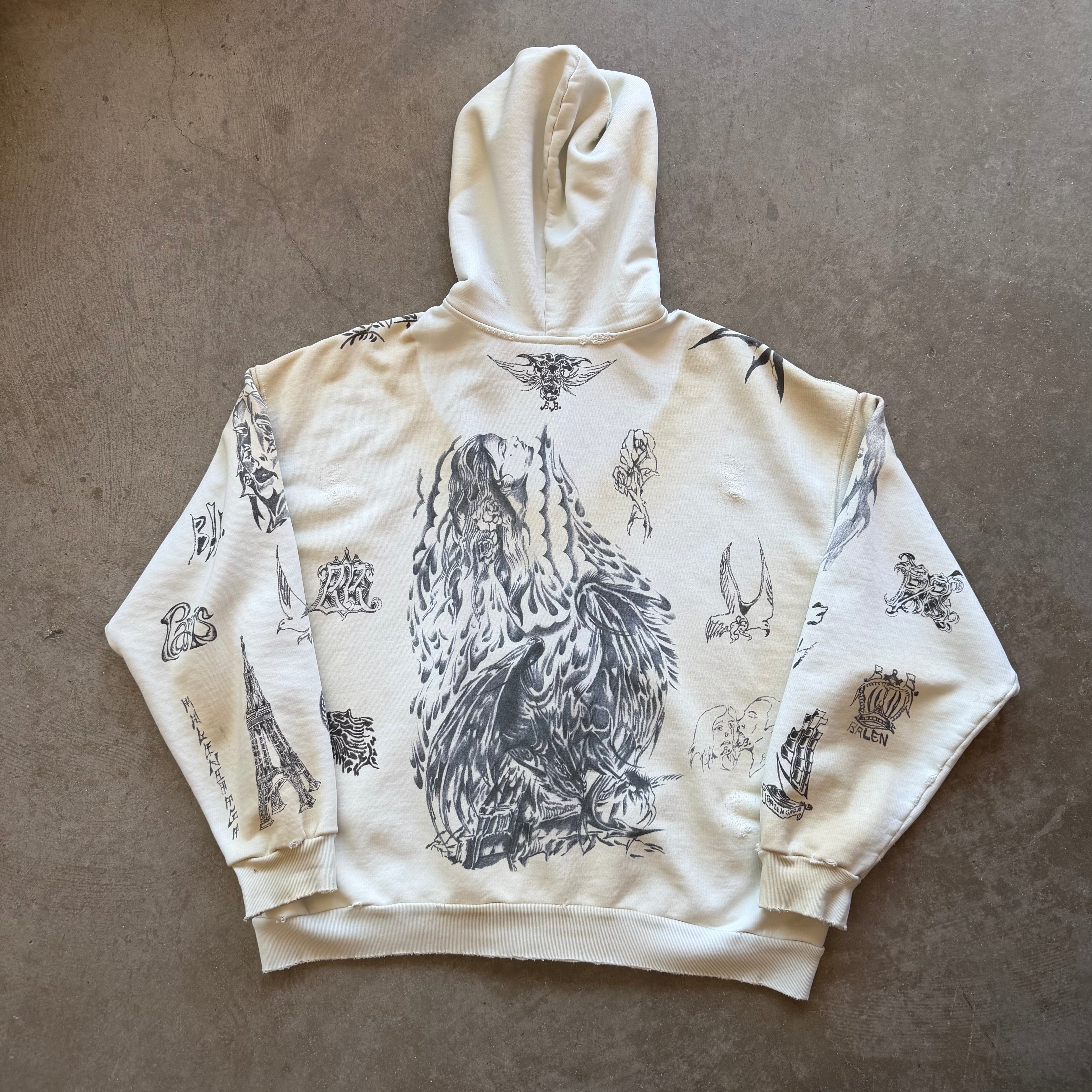 S Balenciaga Tattoo Full Zip Hoodie