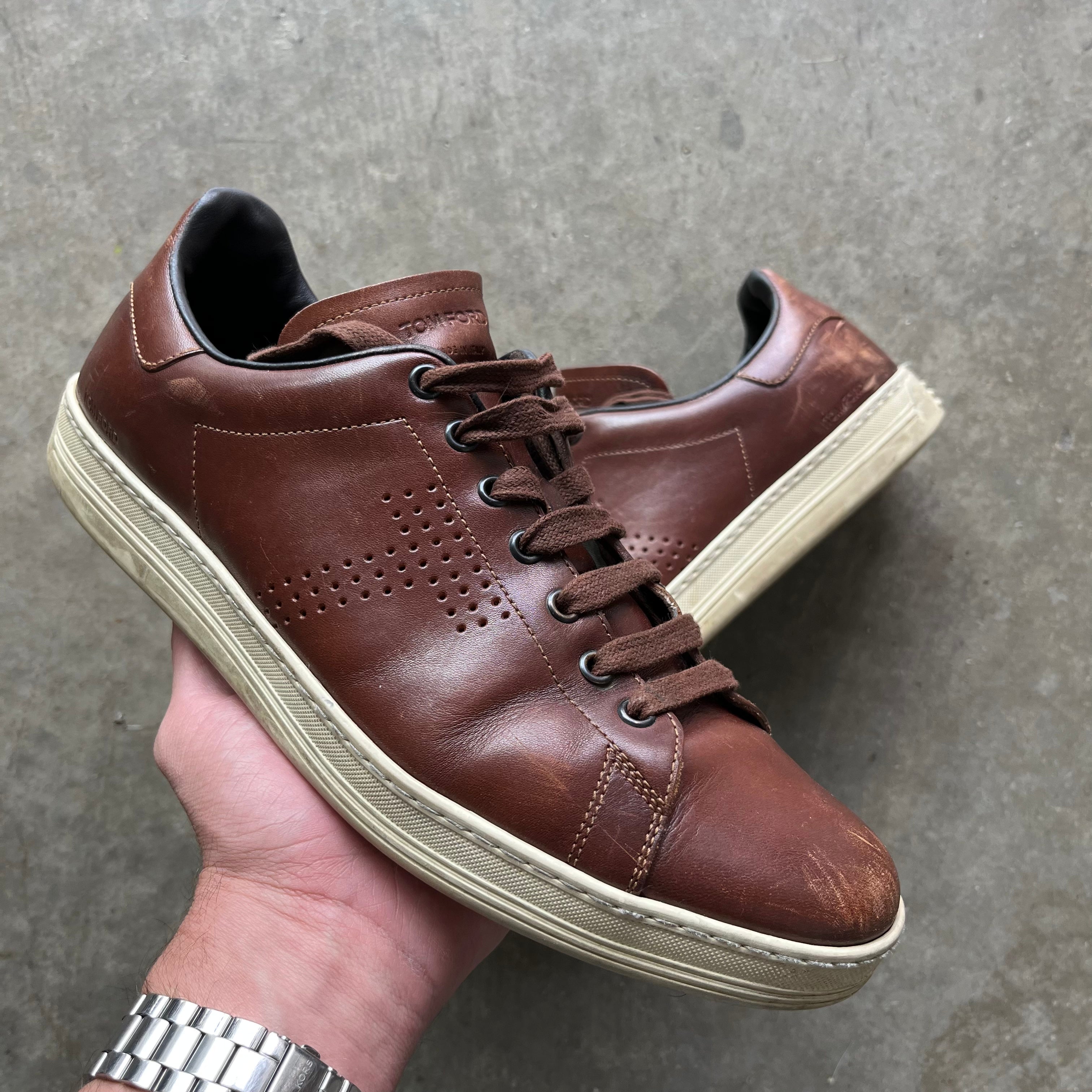 10 Used Tom Ford Warwick Burnished Leather Sneaker