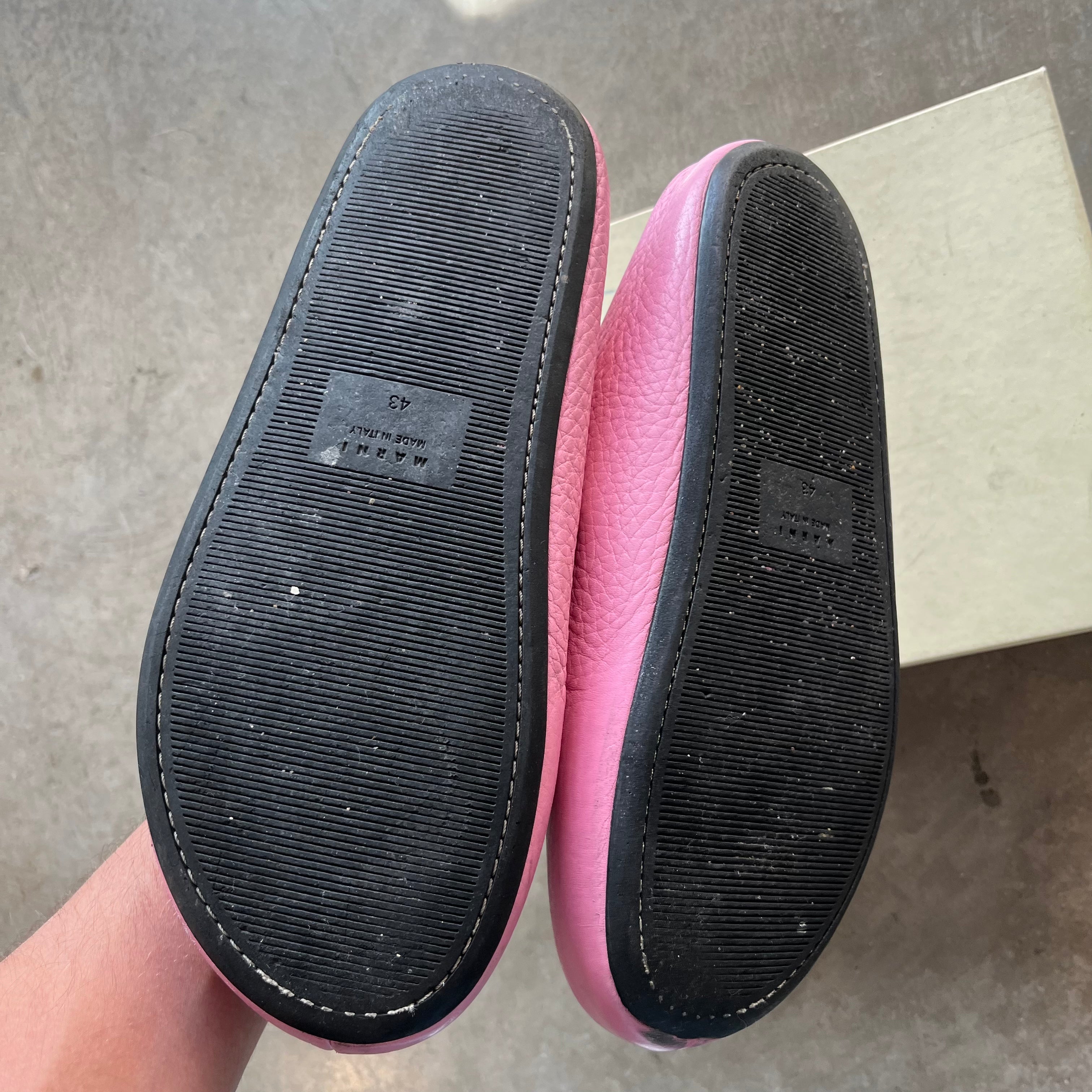 43eu Used Pink Leather Marni Slides