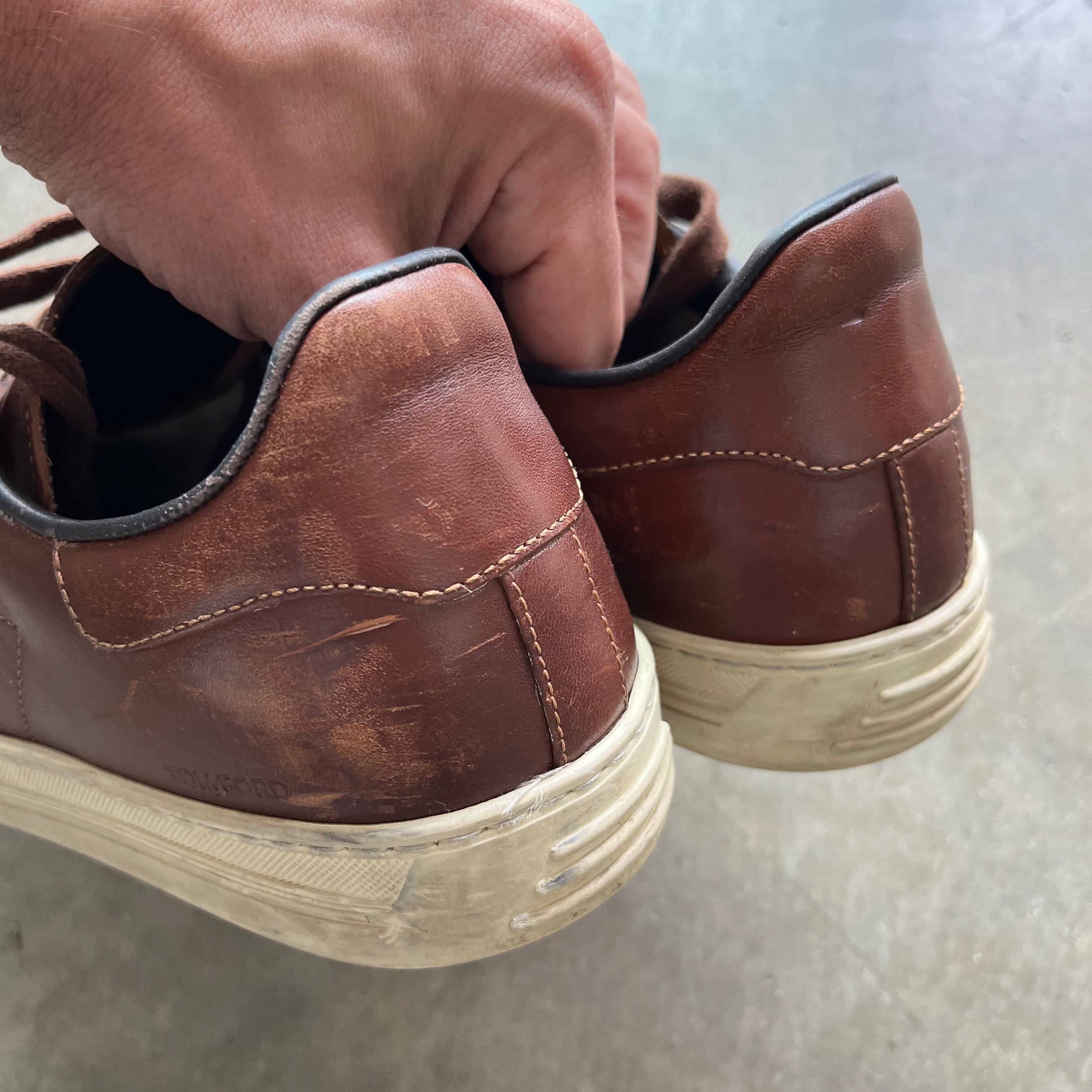 10 Used Tom Ford Warwick Burnished Leather Sneaker