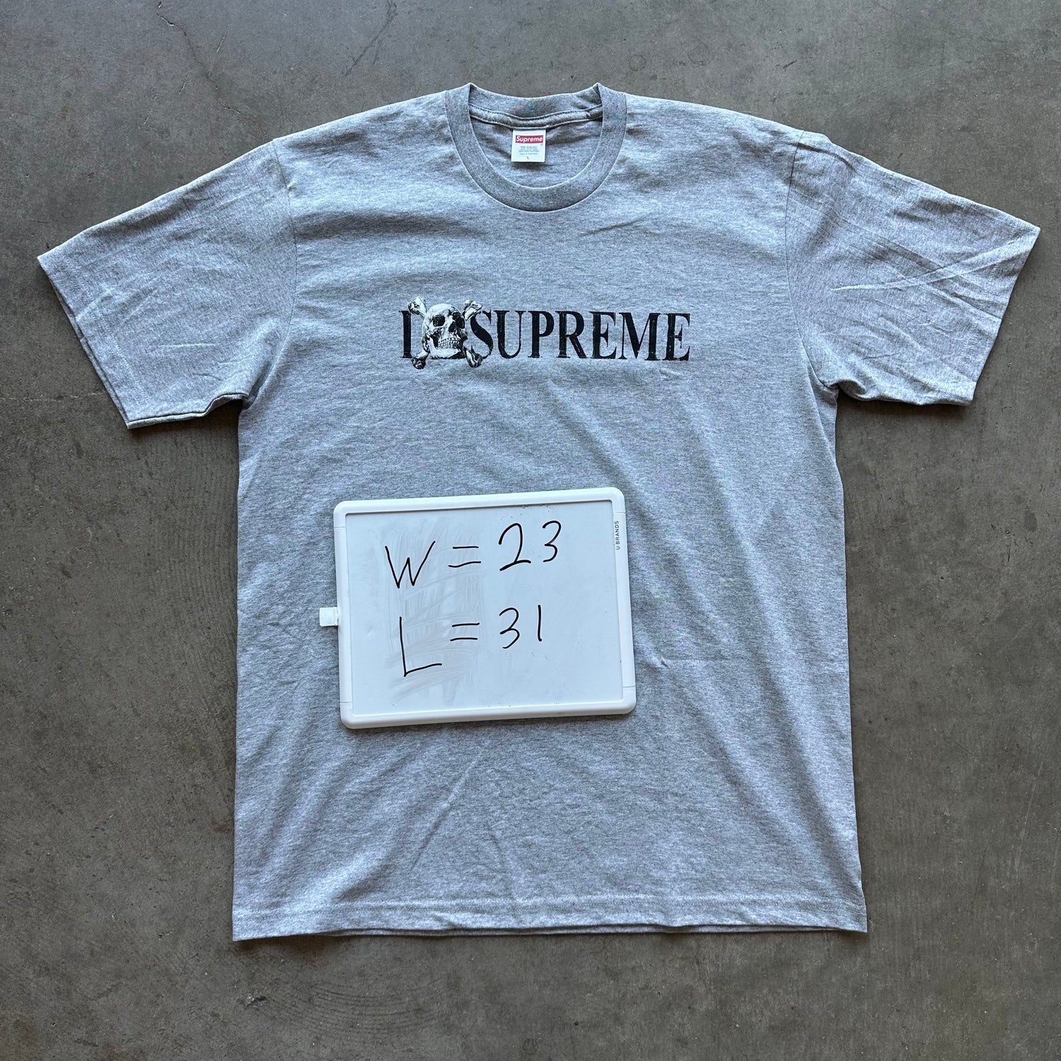 L Grey Supreme Skull Tee