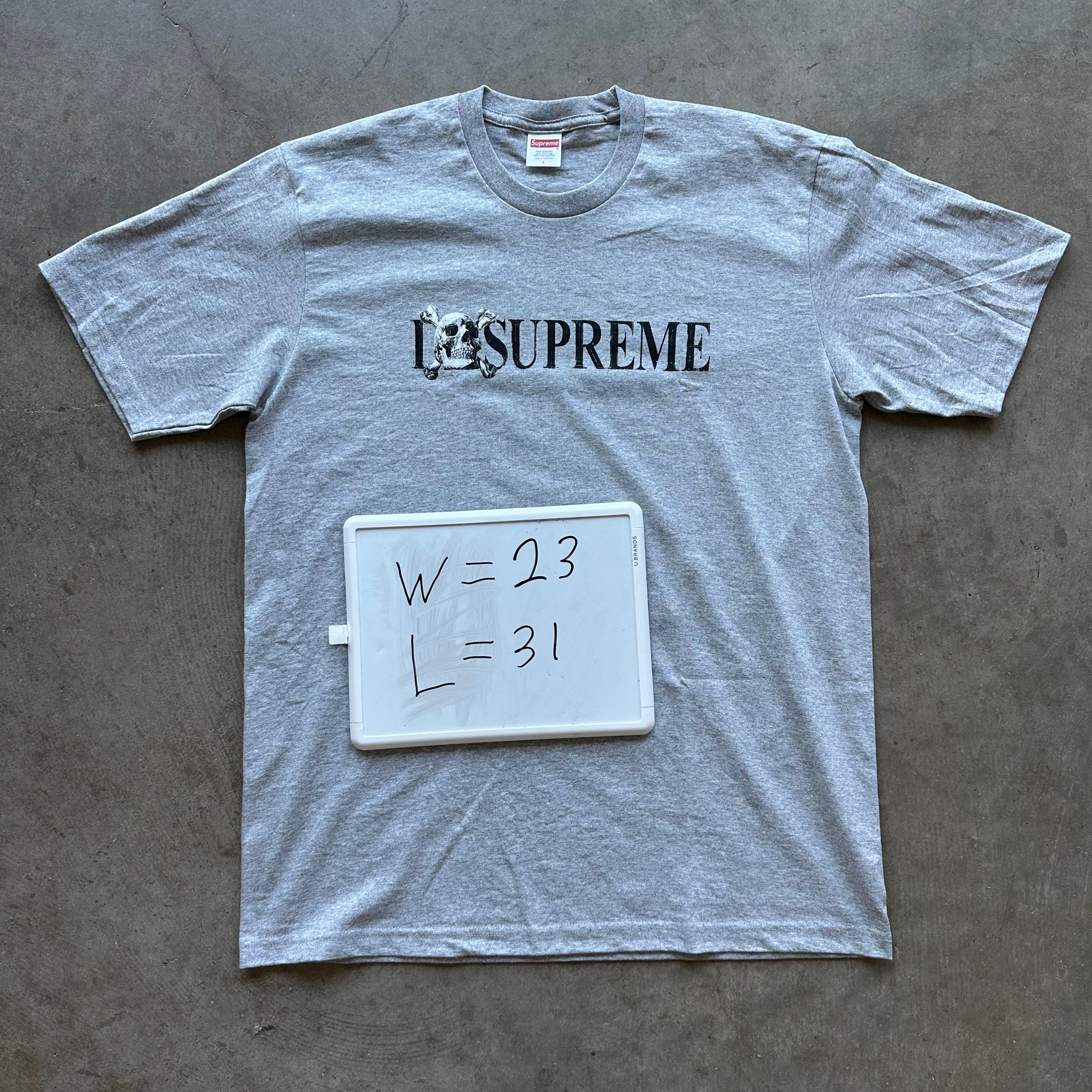 L Grey Supreme Skull Tee