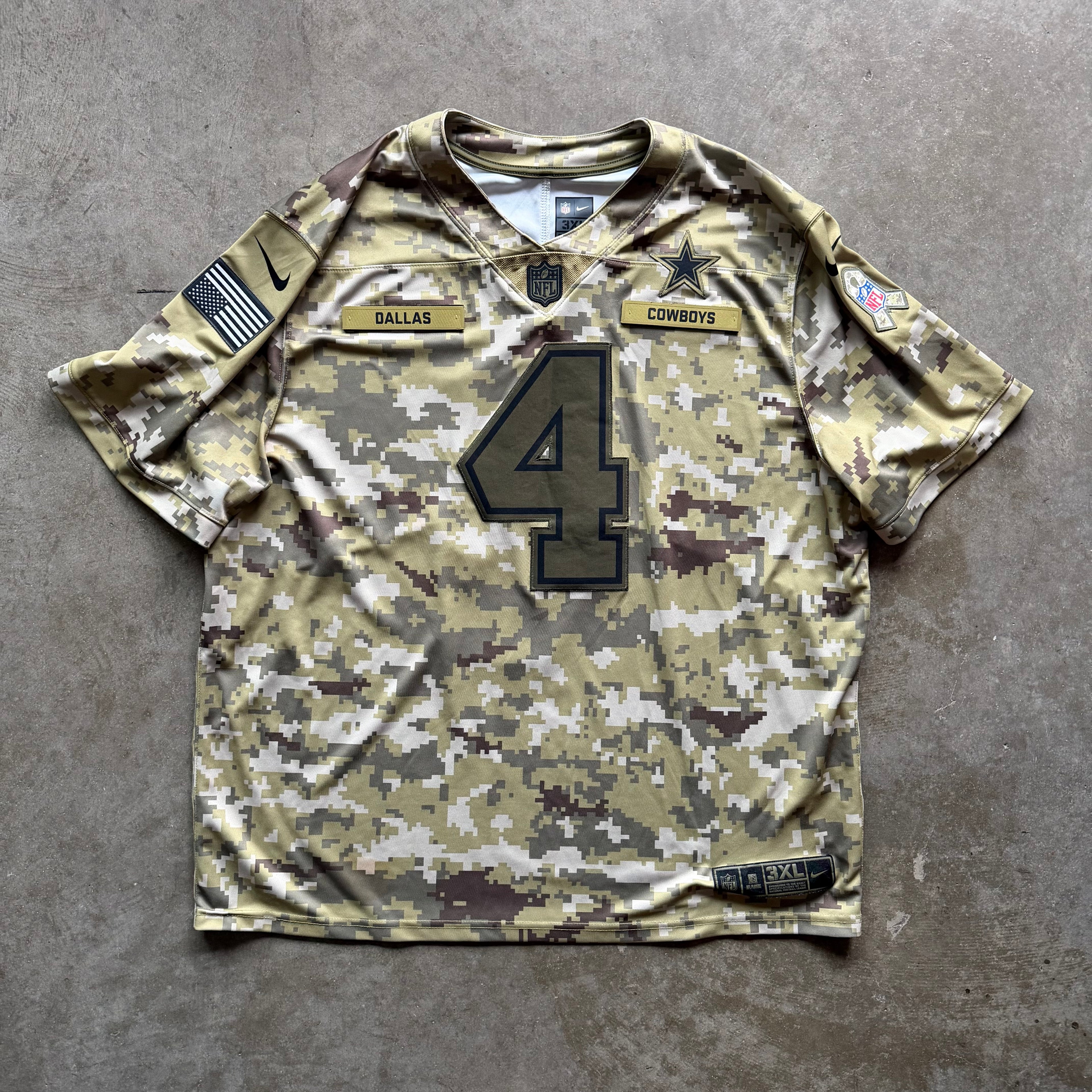 XXXL Salute to Service Cowboys Dak Jersey