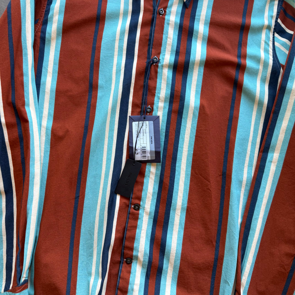 XXL Prada Multi Stripe Triangle Stitch Button Up