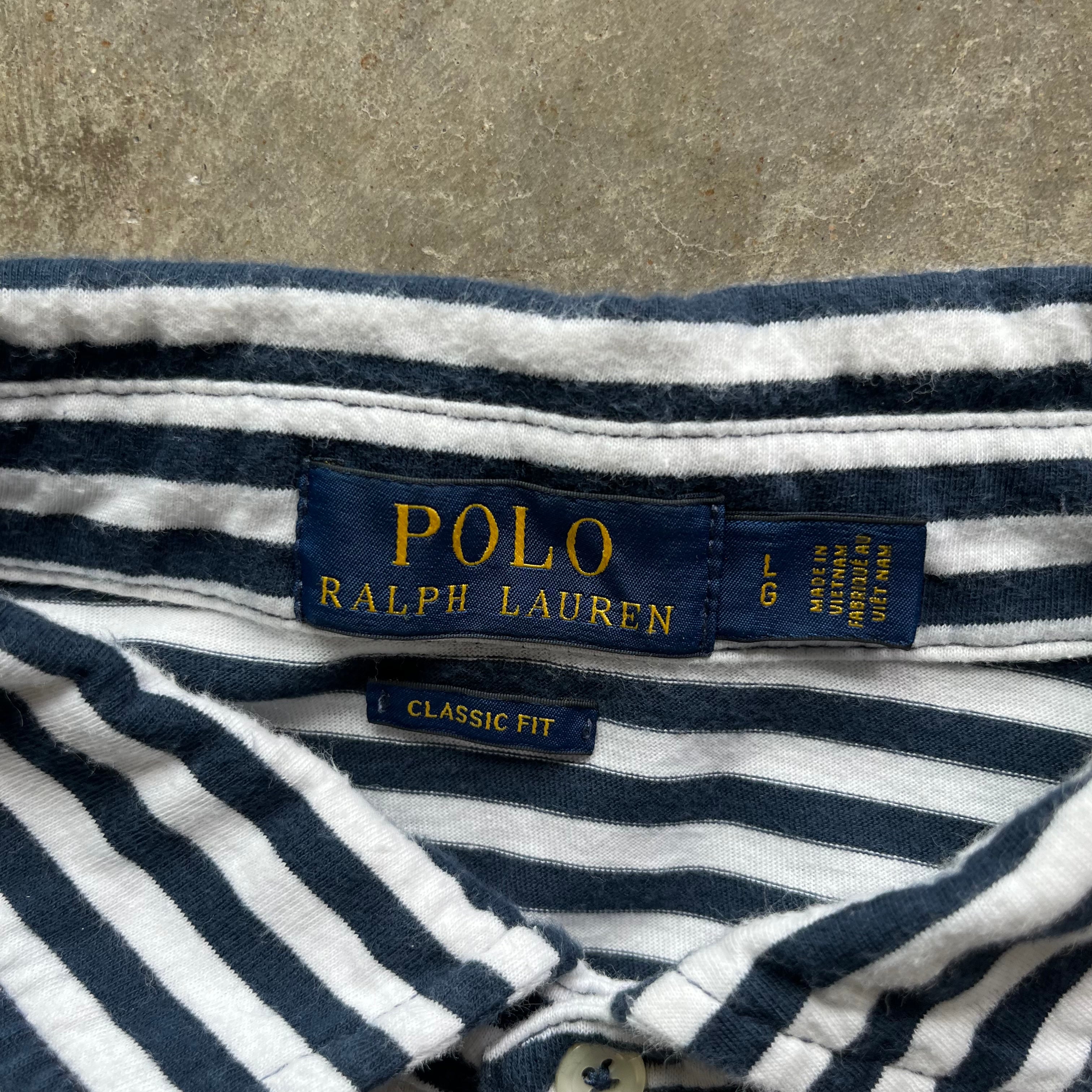 L Modern Striped Polo