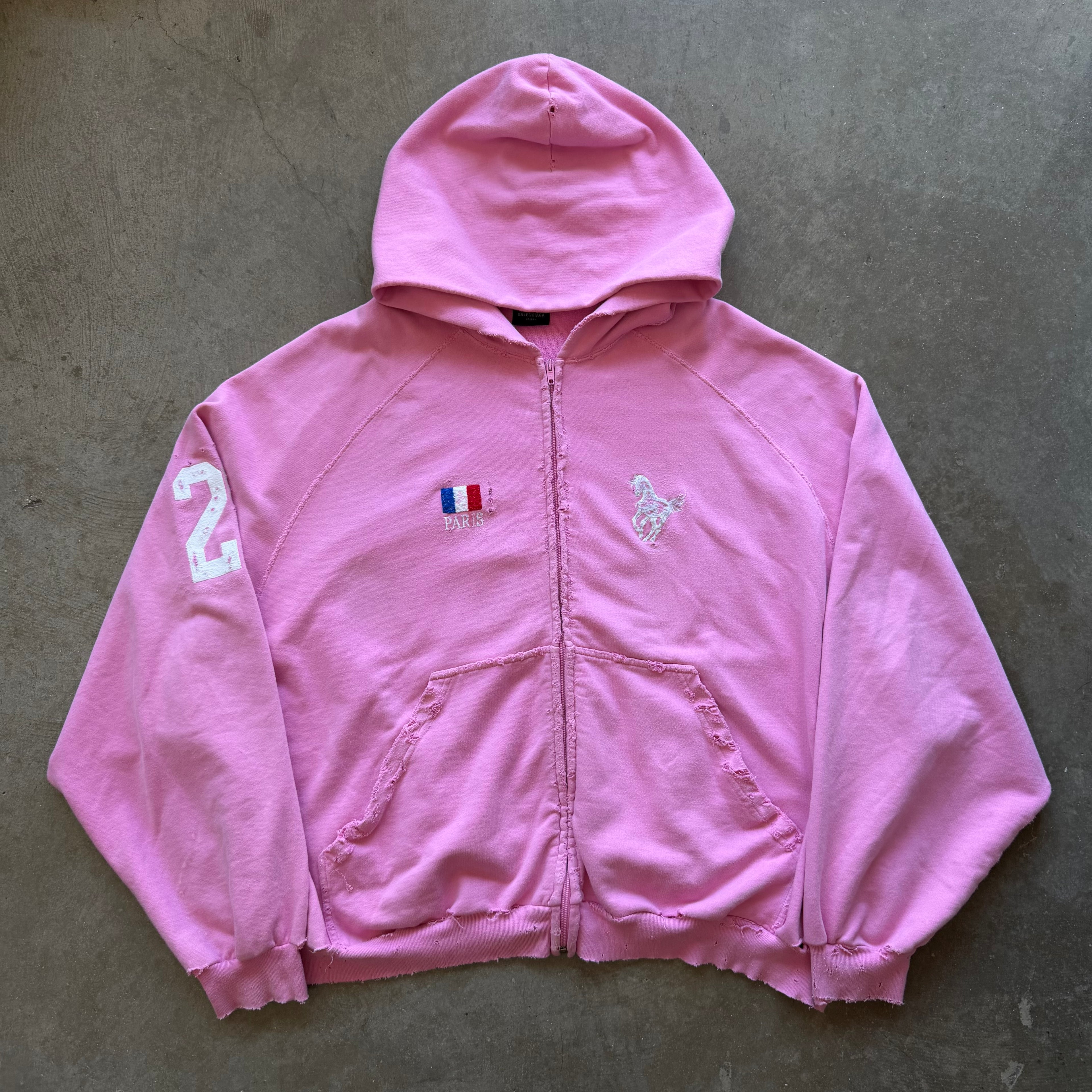 XXL Balenciaga Distressed Pink Polo Zipup