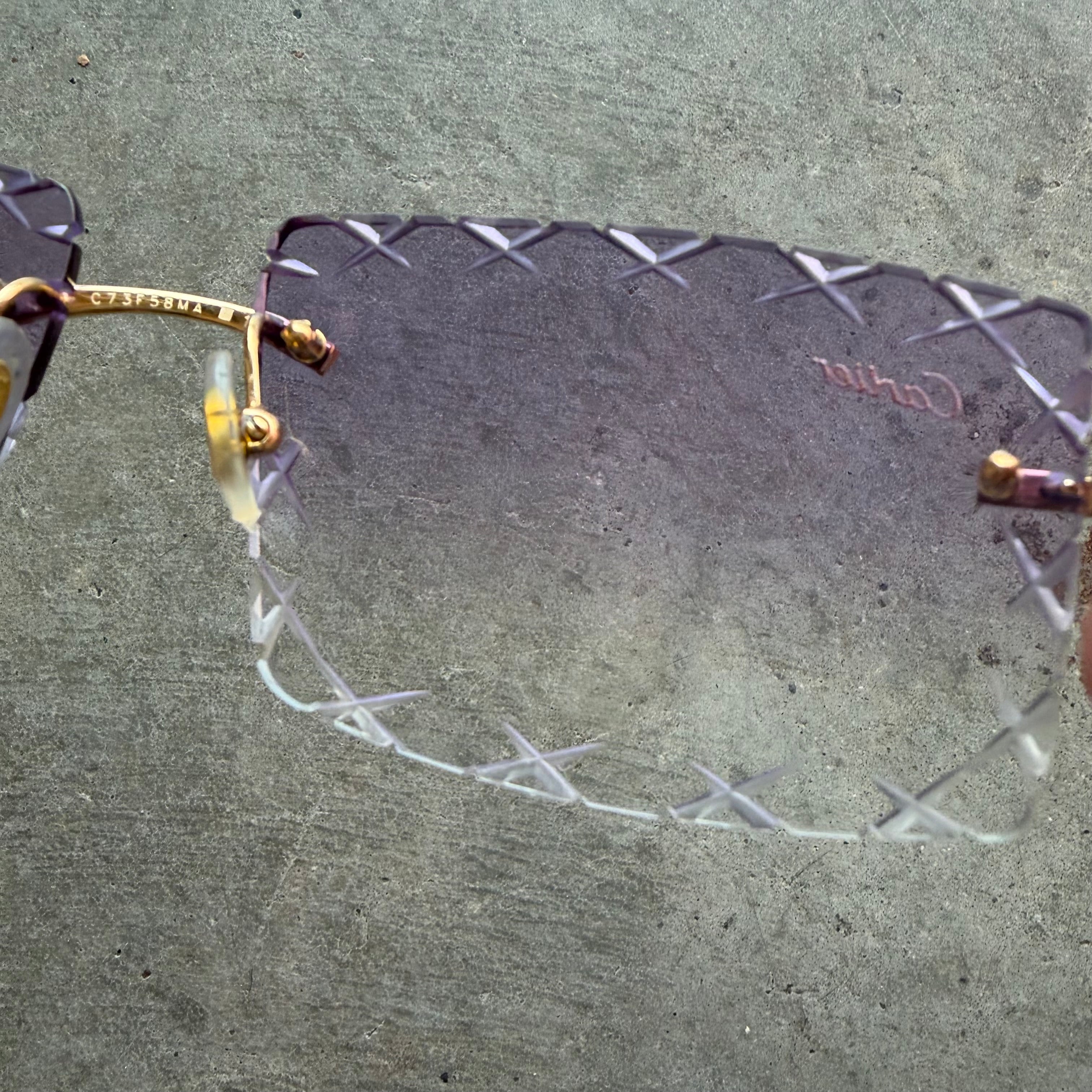 Cartier Purple Lense Diamond Cut Frames