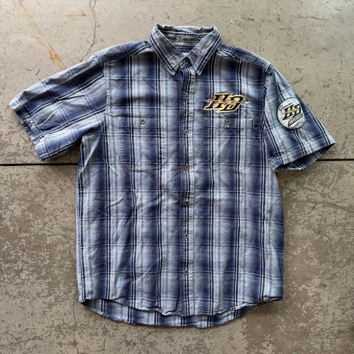 L Harley Davidson Plaid Button Up Shirt