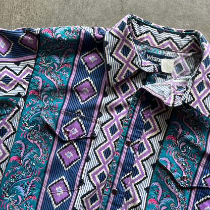 L 90s Abstract Wrangler Pearlsnap