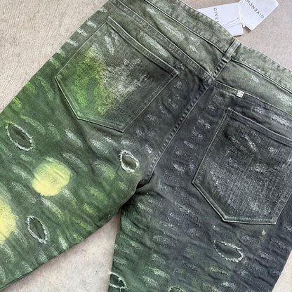 37x34 Givenchy Slim Fit Tapered Distressed Tie Dye Jeans