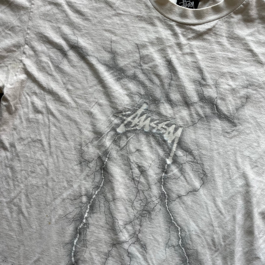 L Stussy White Lightning Tee