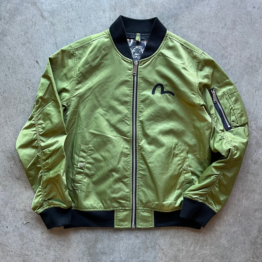 L Olive Evisu Full Zip Bomber