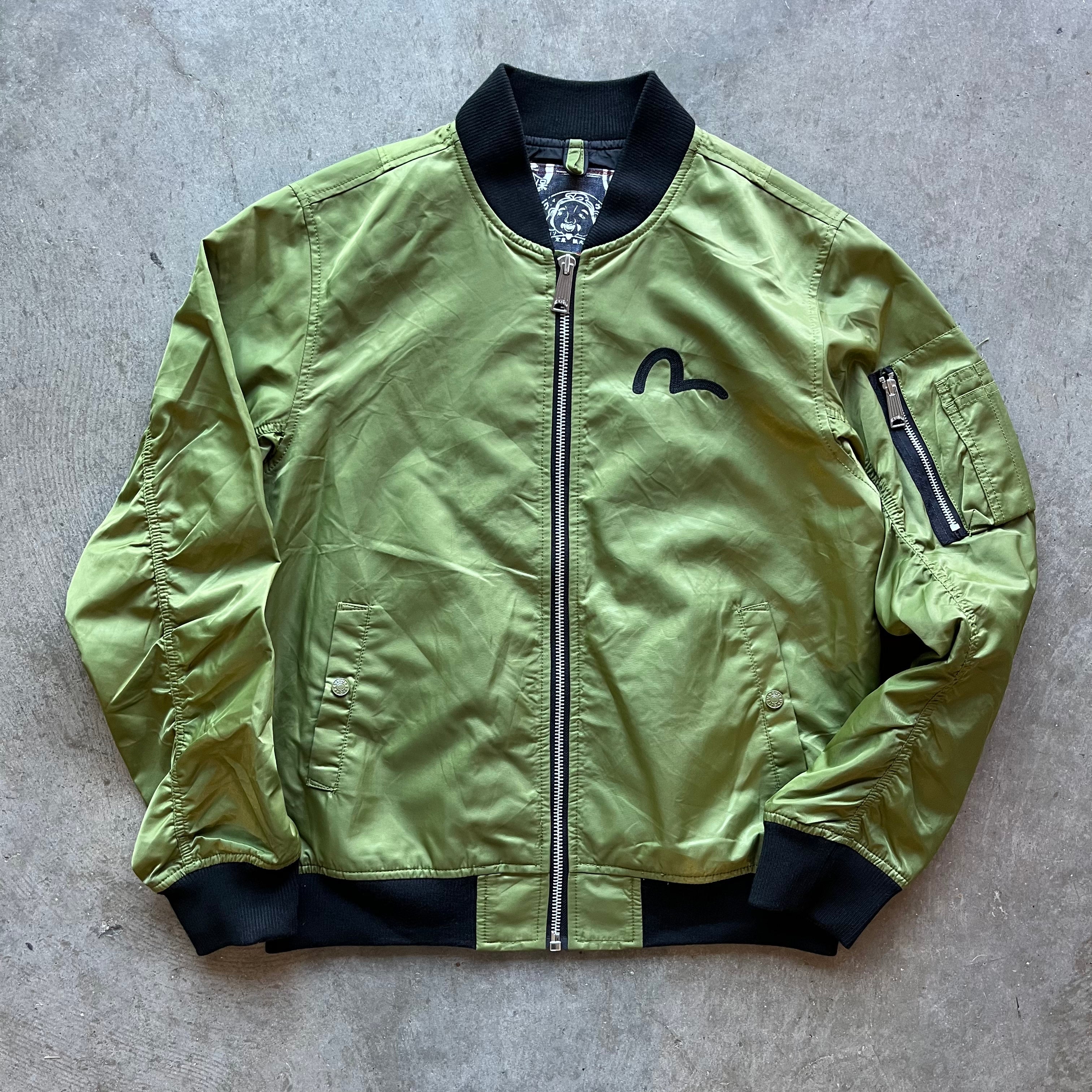 L Olive Evisu Full Zip Bomber