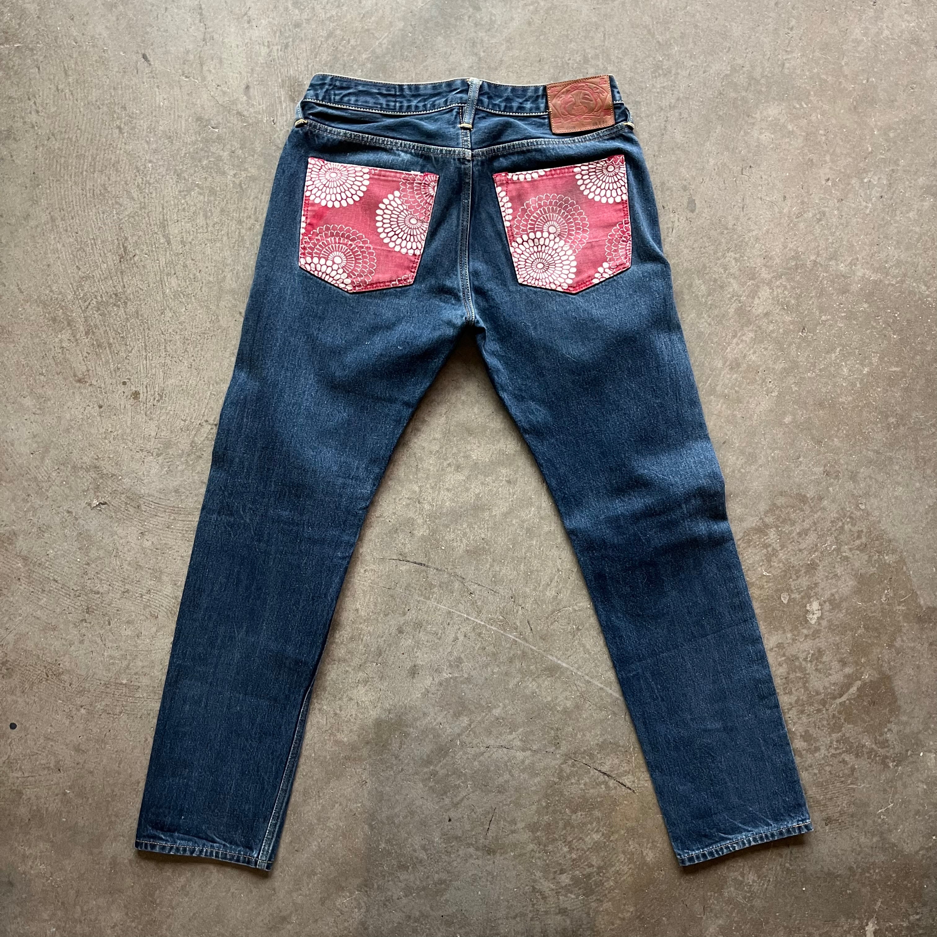 32x29 Flower Pocket Evisu Jeans