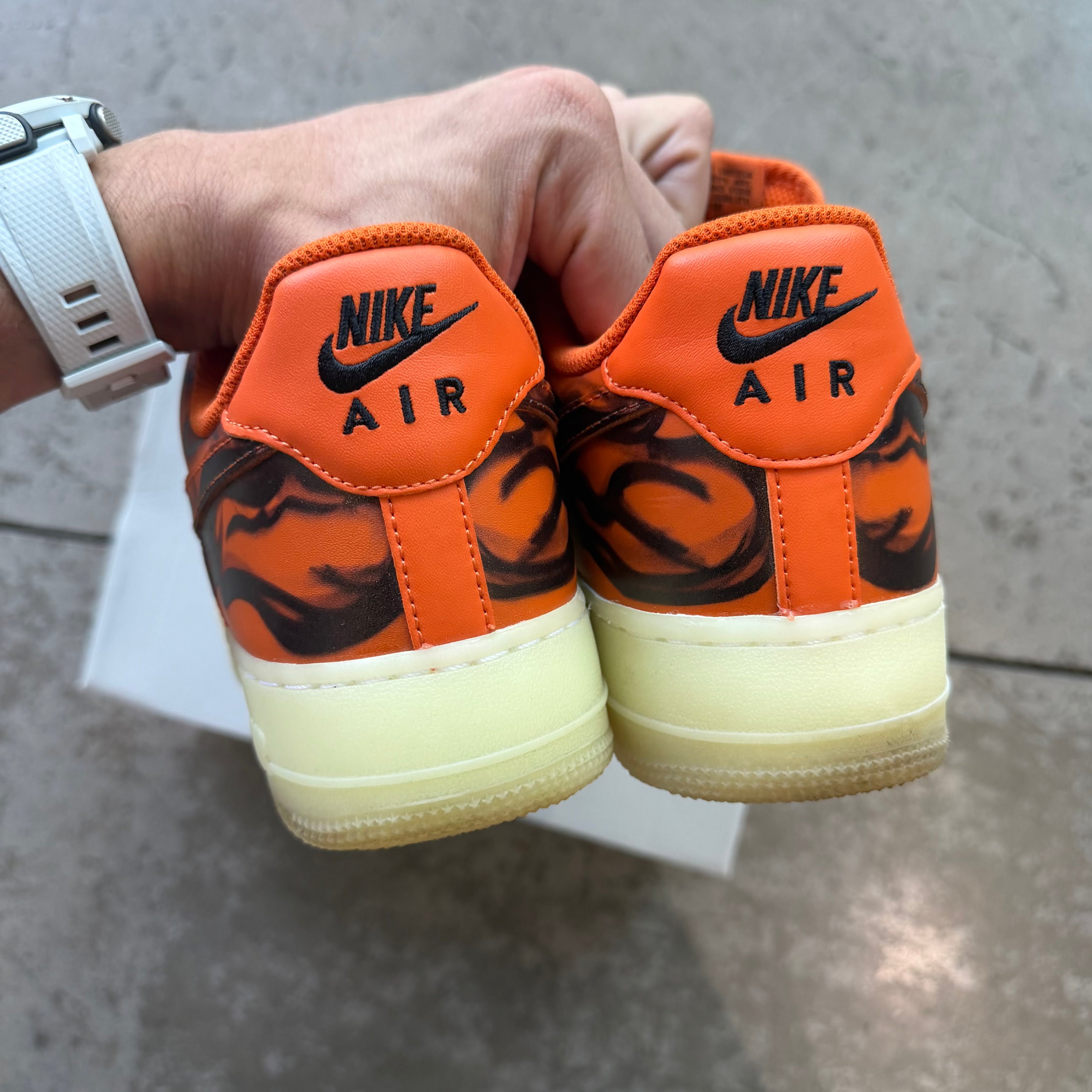 9 Used Nike Air Force 1 Skeleton Orange