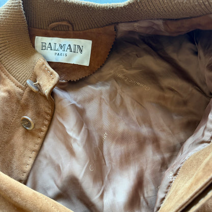 L 90s Balmain Suede Bomber Jacket