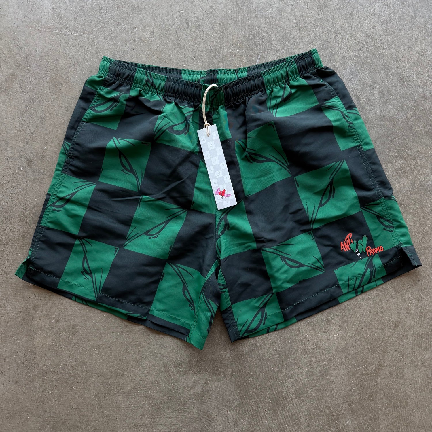 XL Matty Boy Anti Promo 99 Eyes Nylon Shorts Green