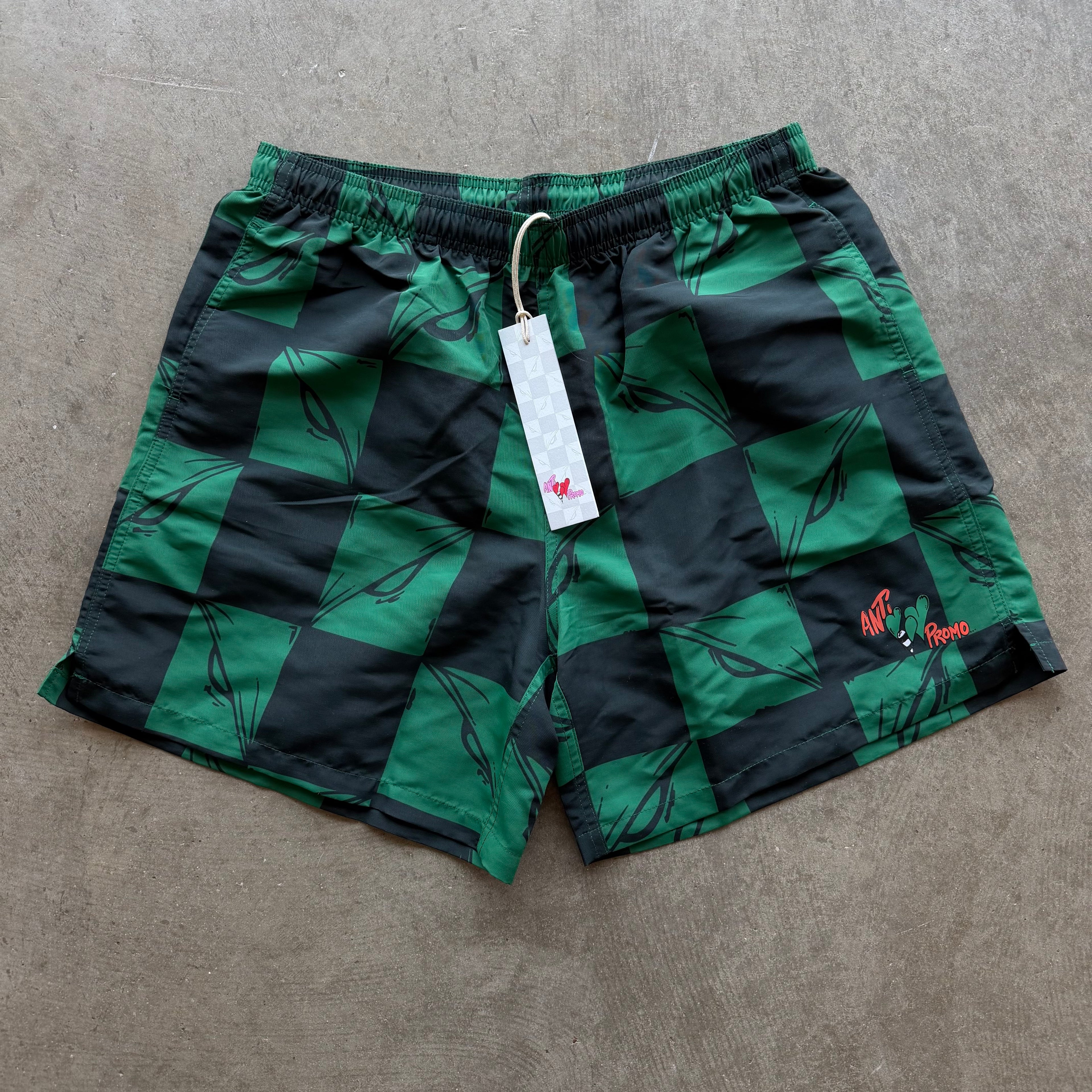XL Matty Boy Anti Promo 99 Eyes Nylon Shorts Green