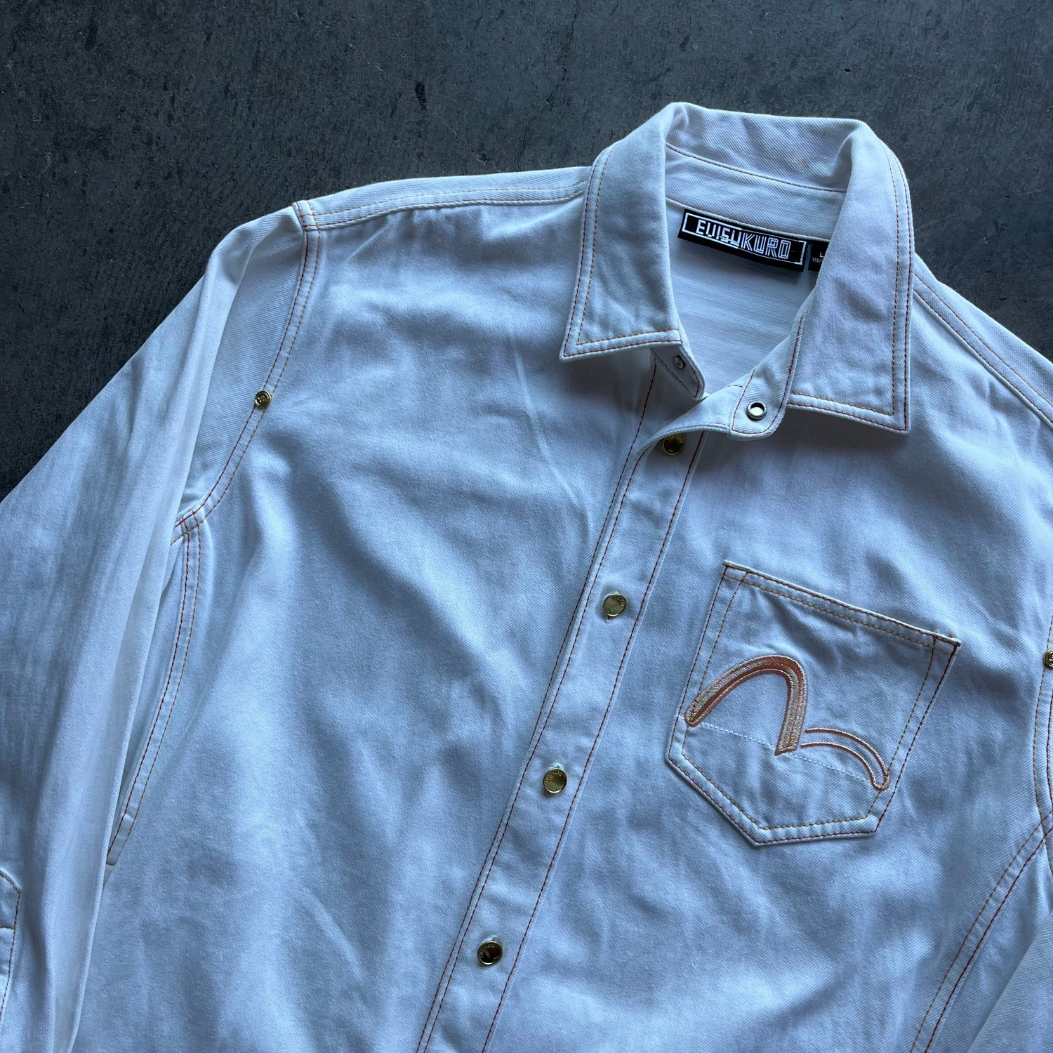 XL White Evisu Kuro Denim Button Up