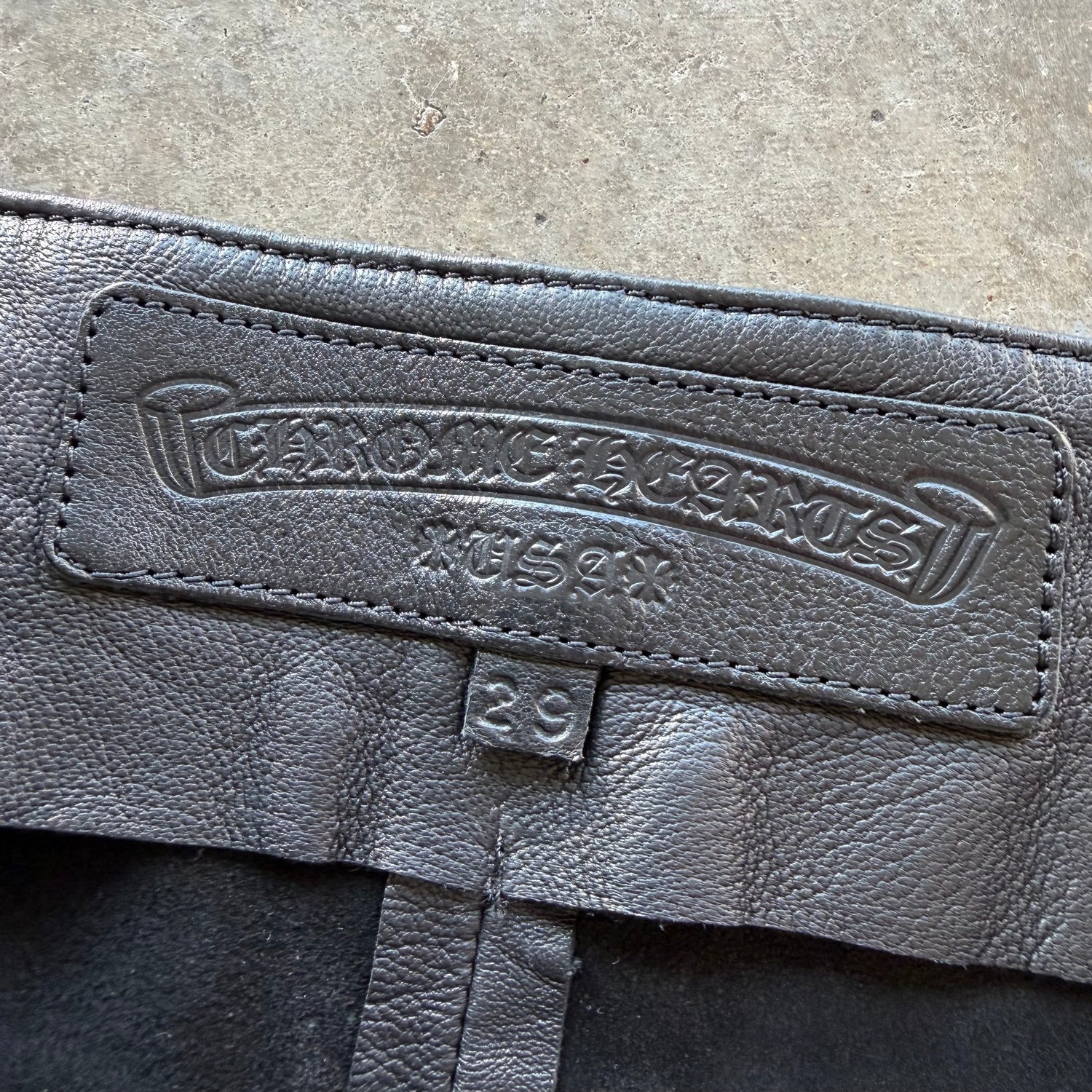 Chrome Hearts Leather Fleur Knee Dagger Zipper Pants
