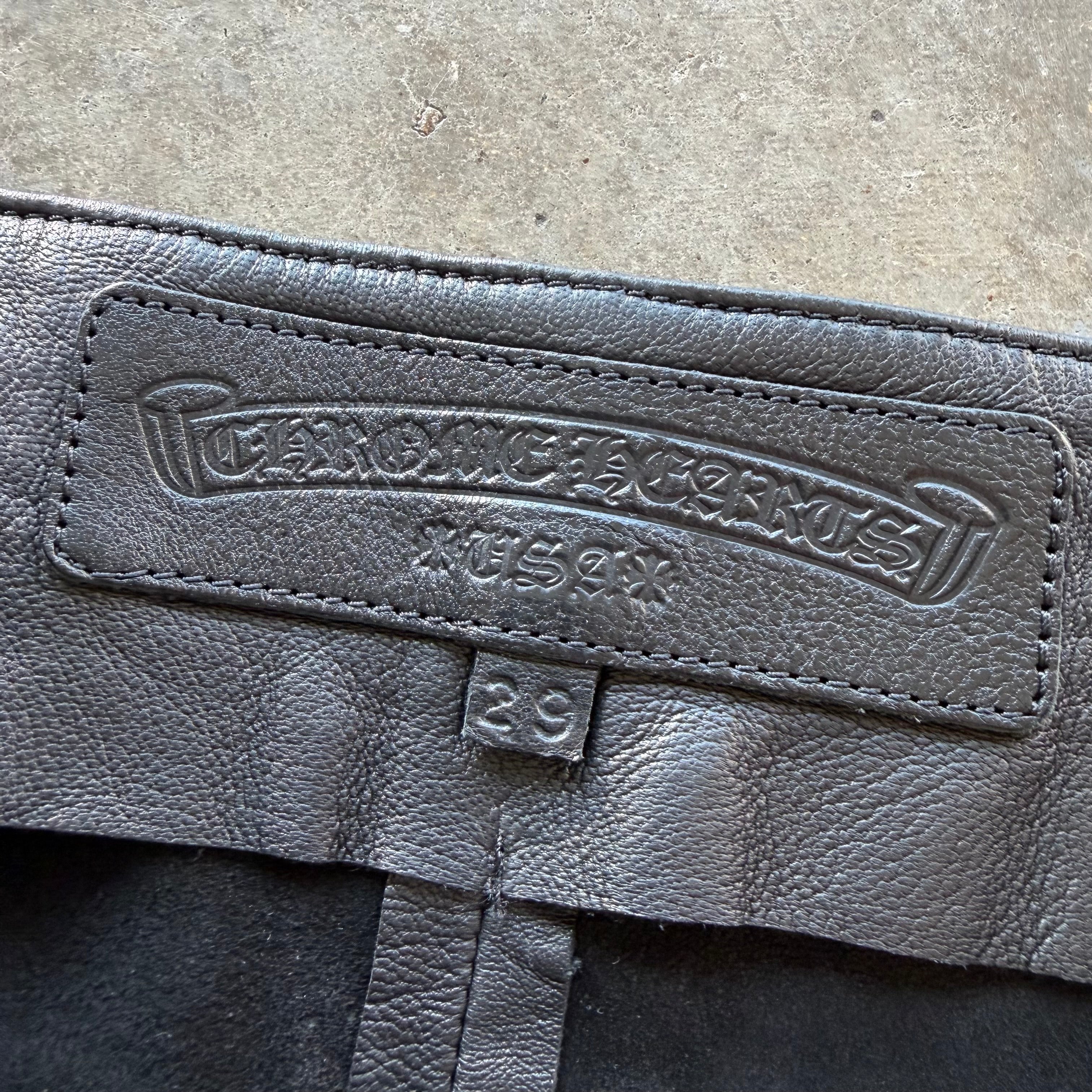 Chrome Hearts Leather Fleur Knee Dagger Zipper Pants