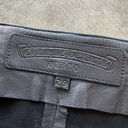Chrome Hearts Leather Fleur Knee Dagger Zipper Pants
