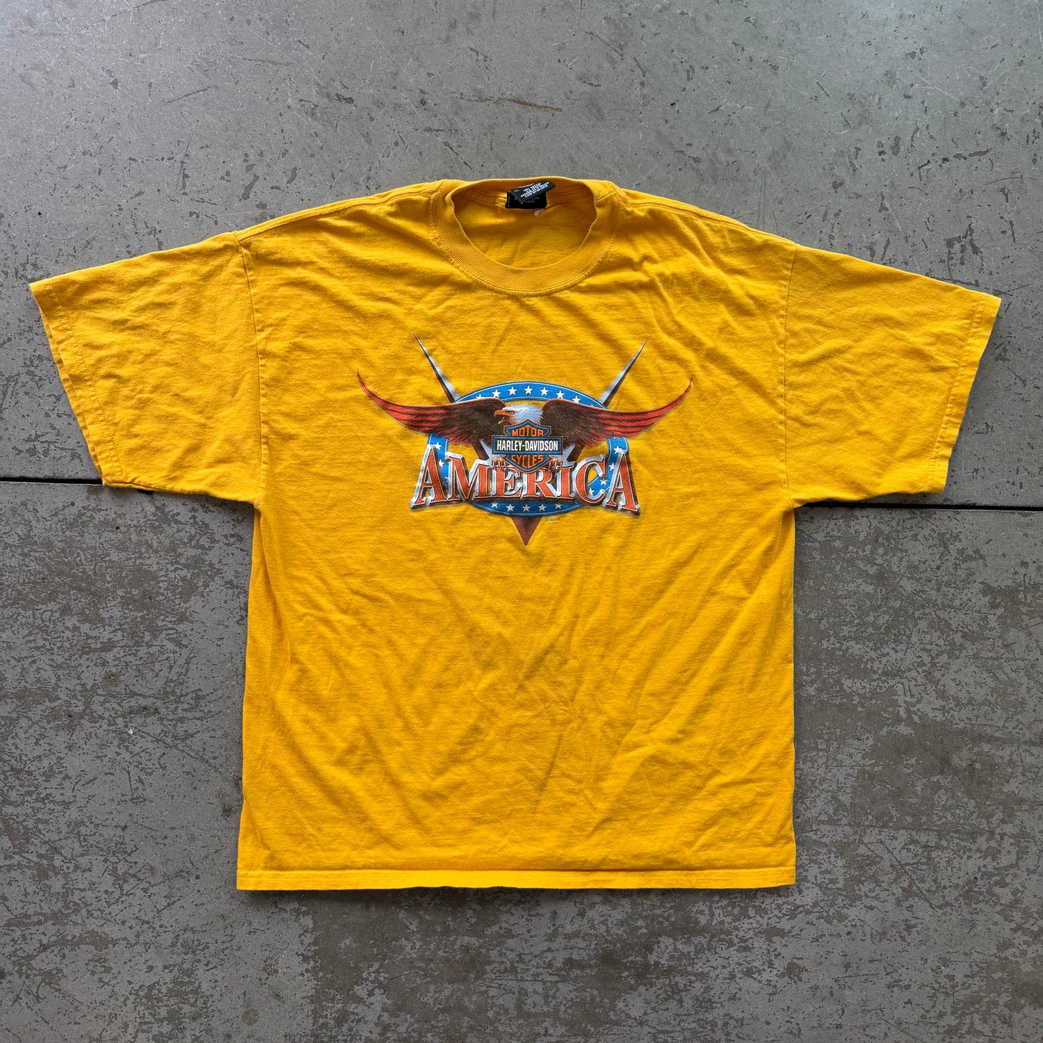 XL 00s Yellow Dallas Harley Tee