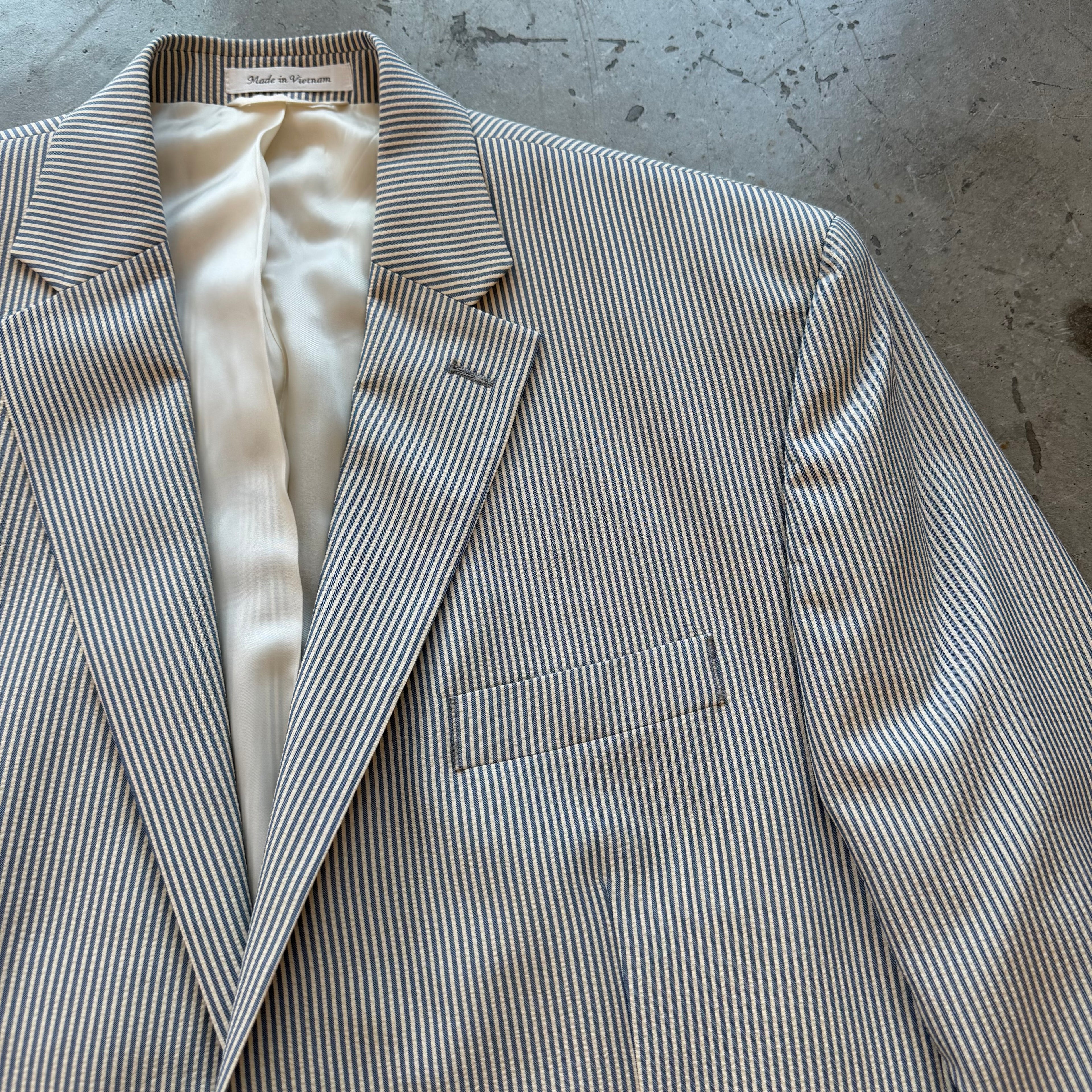 42R Lauren Ralph Lauren Blue/White Pinstripe Suit Jacket